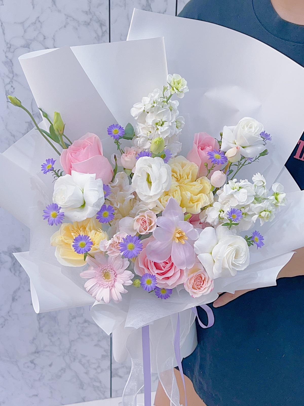 韩式花束 #混搭花束 #郁金香花束 #粉紫花束