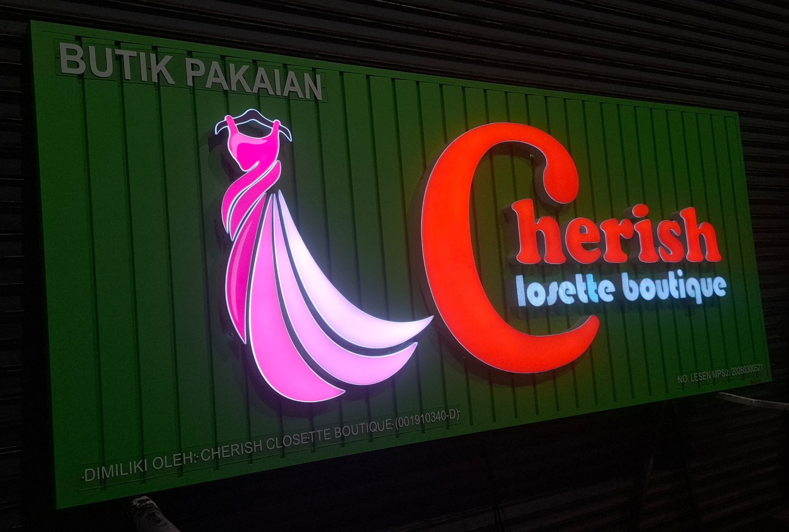 PREMIUM 3D LED FRONT-LIT WITH ALUMINIUM STRIP BOUTIQUE CLOTHING SIGNBOARD SPECIALIST IN CHERAS & TAMAN CONNAUGHT