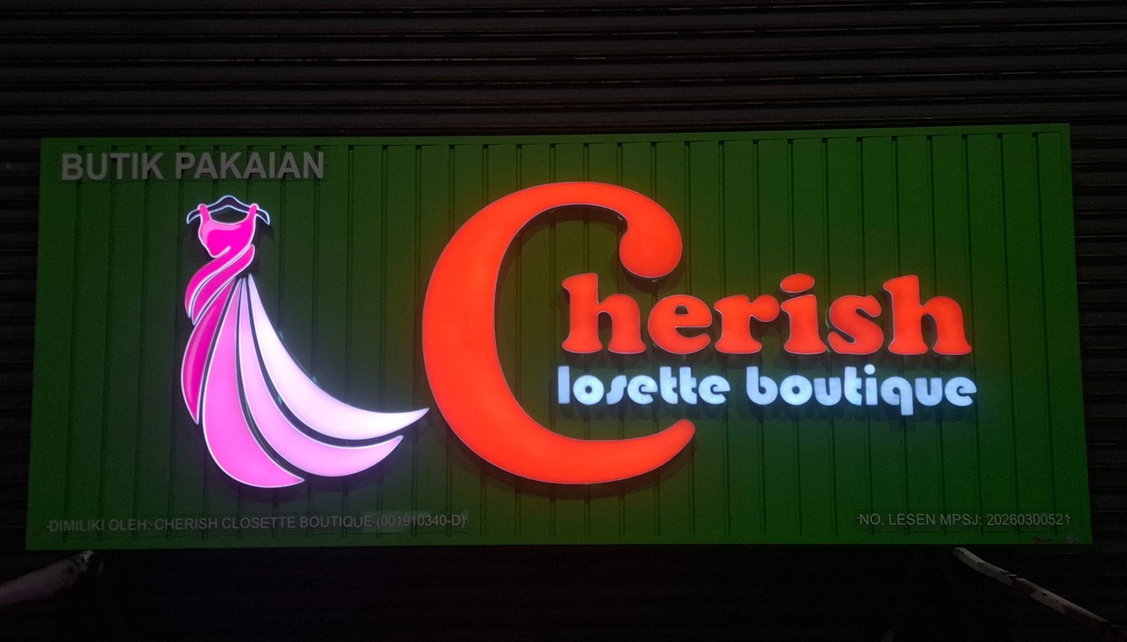 PREMIUM 3D LED FRONT-LIT WITH ALUMINIUM STRIP BOUTIQUE CLOTHING SIGNBOARD SPECIALIST IN CHERAS & TAMAN CONNAUGHT