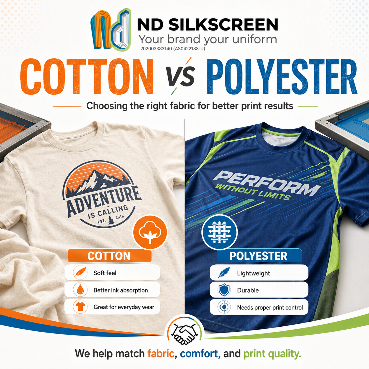 Silkscreen Printing on Cotton vs Polyester: How We Help Customers Make the Right Decision