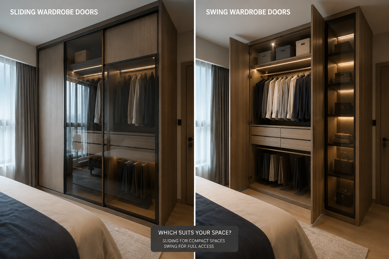 Wardrobe Selangor Malaysia | Sliding vs. Swing Wardrobe Doors
