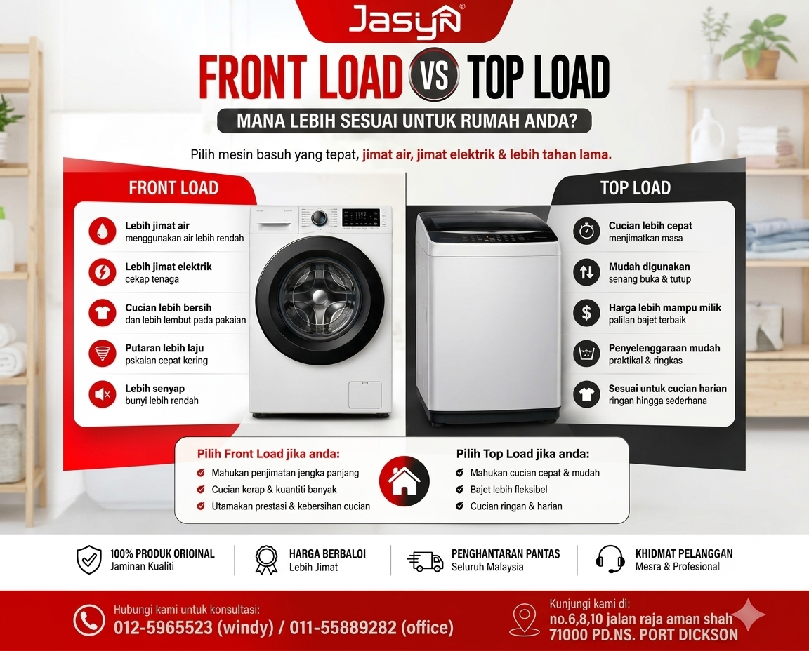 Front Load vs Top Load Washing Machine: Which Is Better for Malaysian Homes?