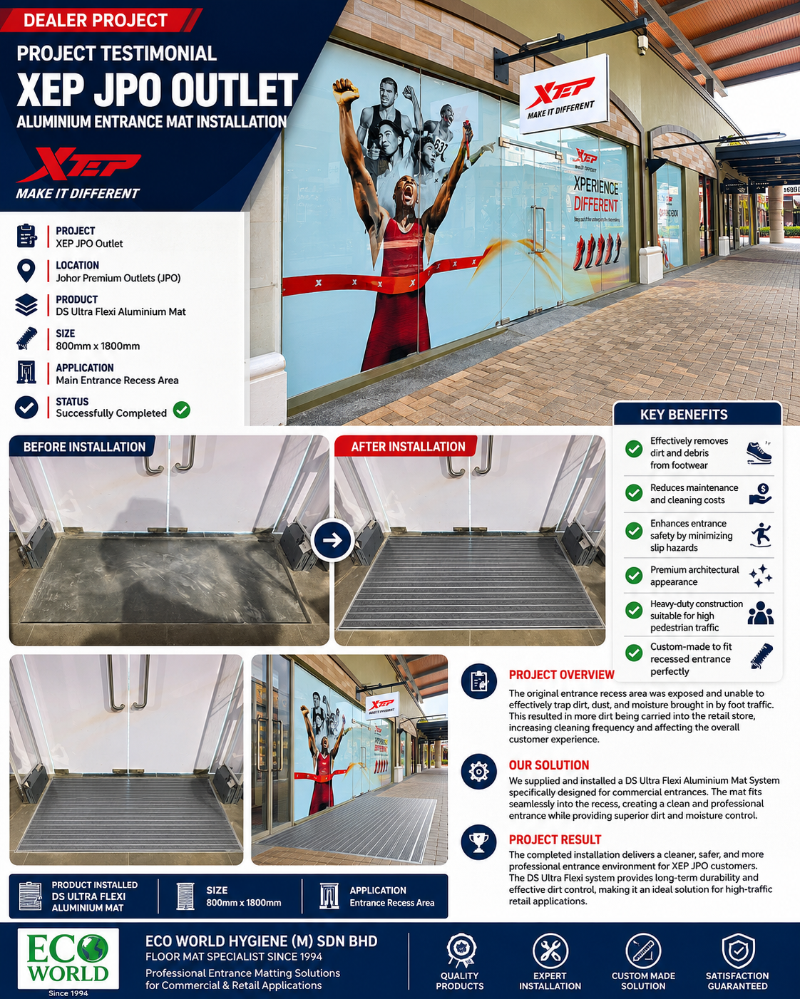 XEP JPO Outlet – Aluminium Mat Installation
