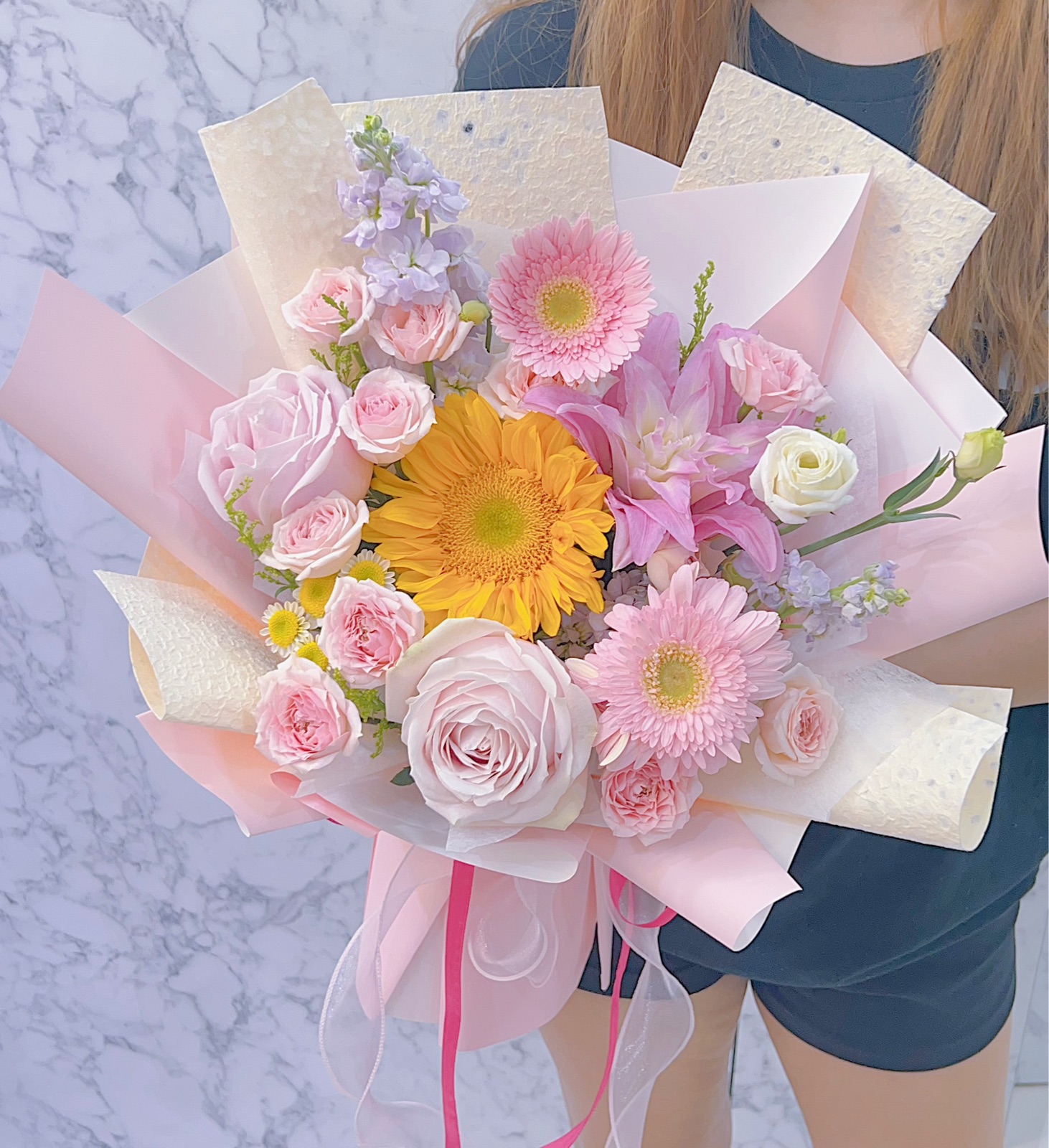 混搭花束 #韩式花束 #毕业花束 #粉紫色花束