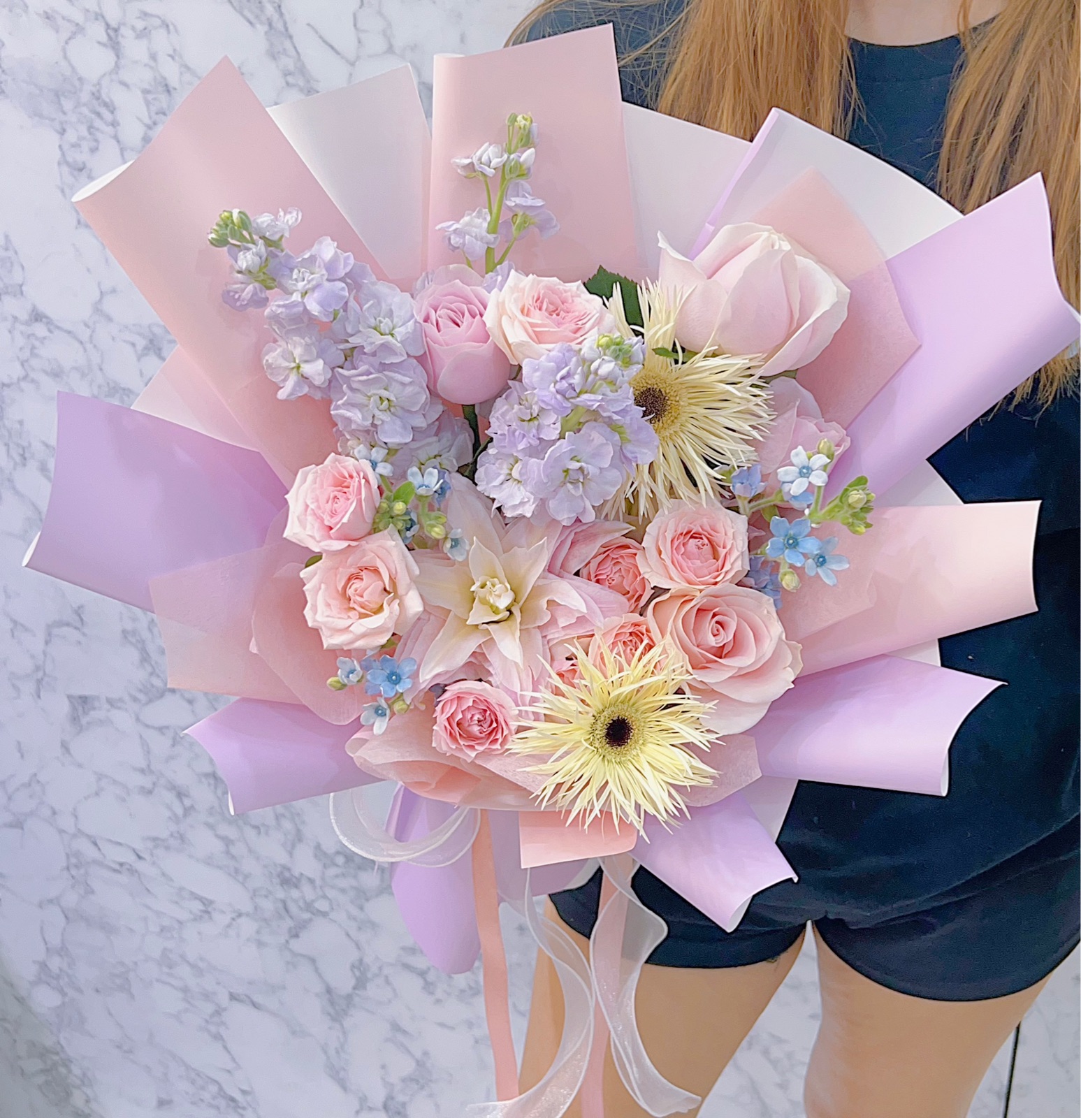 混搭花束 #韩式花束 #毕业花束 #粉紫色花束