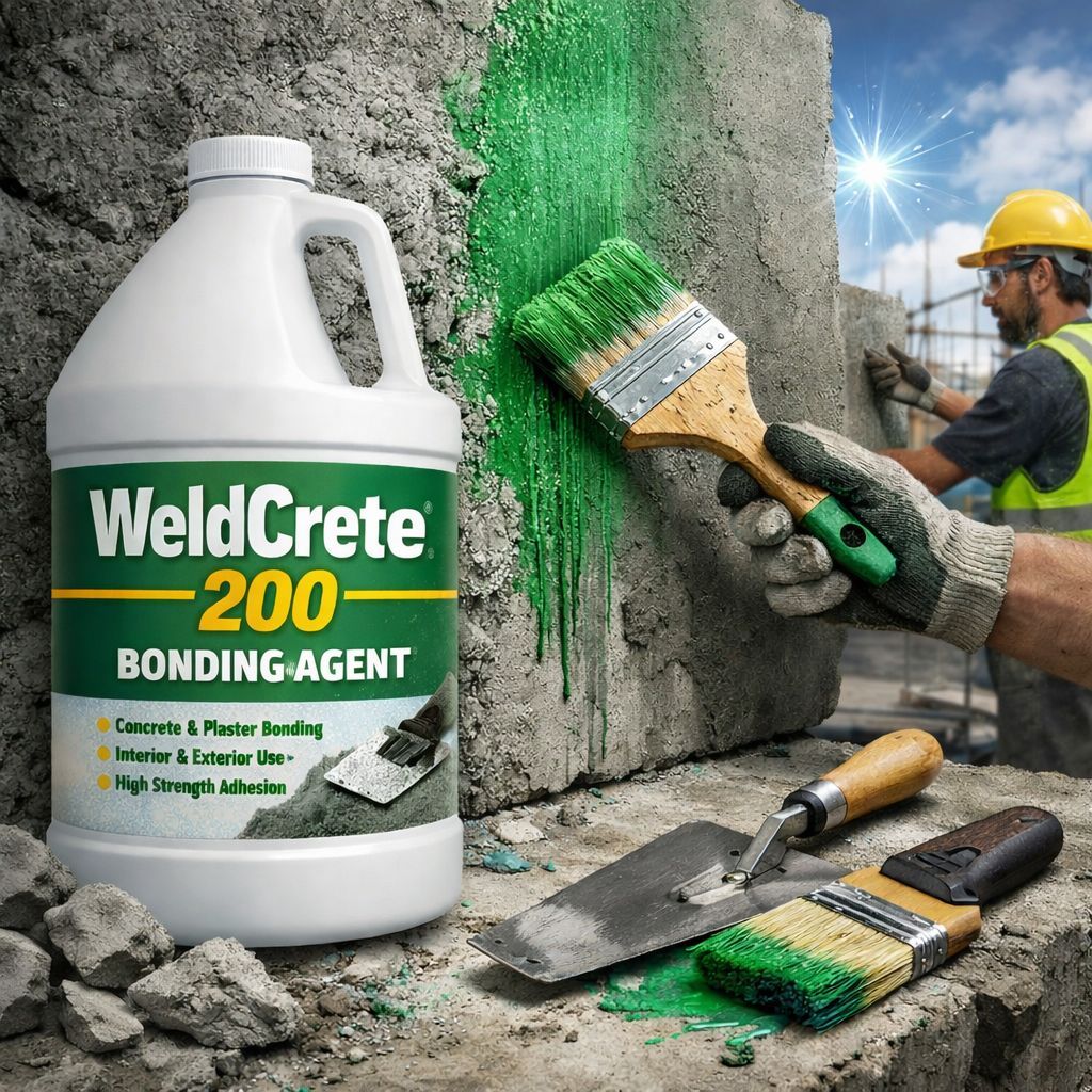 Bonding agent Malaysia, concrete bonding agent, new to old concrete bonding, plaster bonding agent, repair mortar bonding, and Weld-Crete 200 with 10 days open time