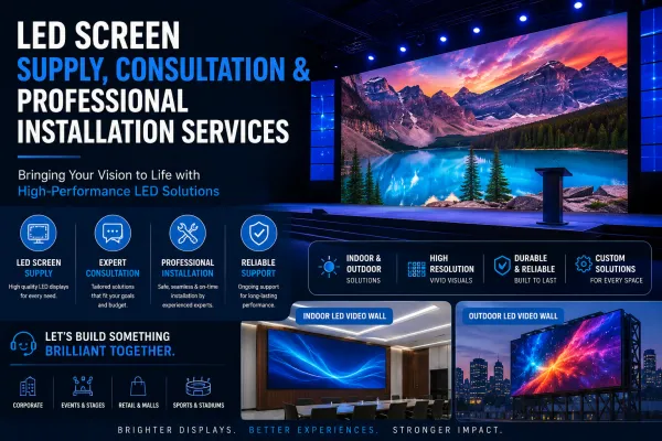 Perkhidmatan Pembekalan, Konsultasi & Pemasangan Skrin LED | Penyelesaian Video Wall Dalam & Luar Bangunan