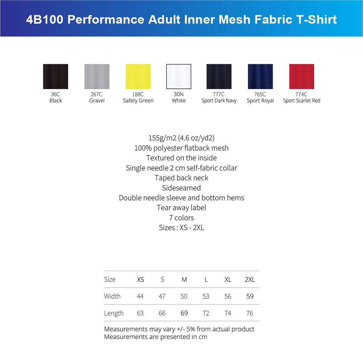 4B100 Performance Adult Mesh Inner Mesh Fabric T-Shirt-02