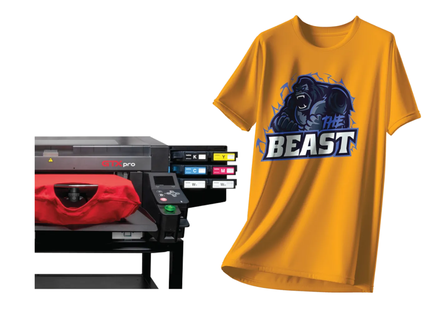 DTG printing machine and custom full-colour T-shirt at Apple Sport Malaysia