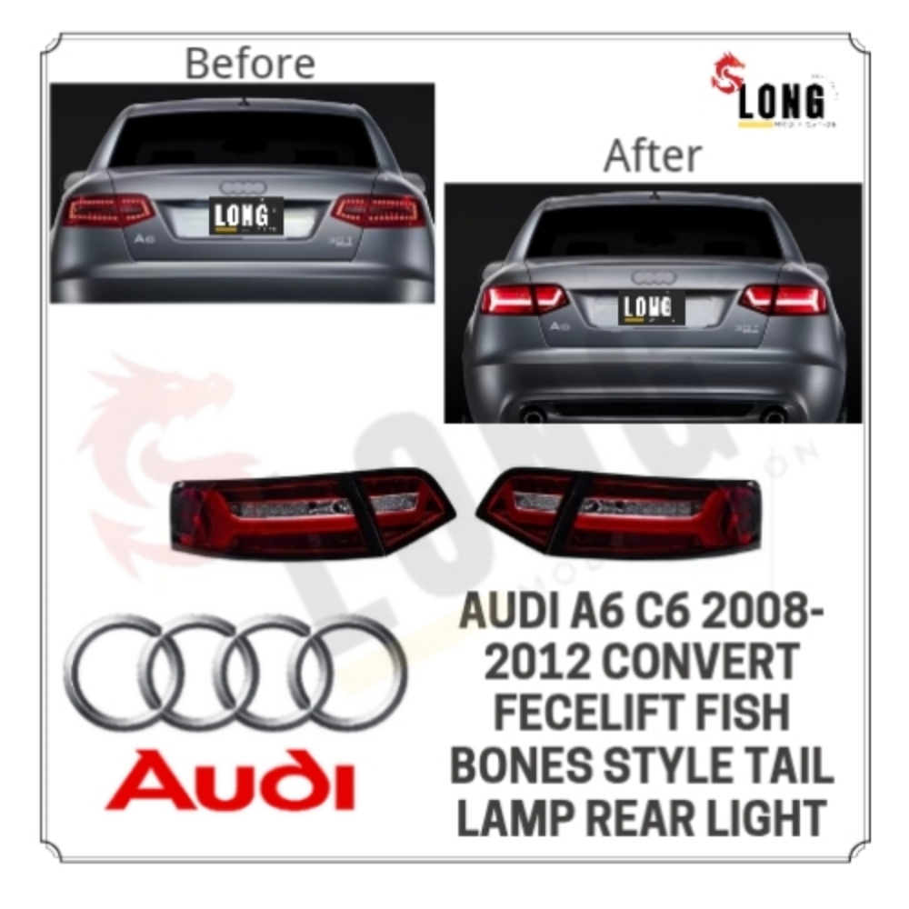 AUDI a6 c6 2008-2012 convert fecelift Fish bones style tail lamp rear light