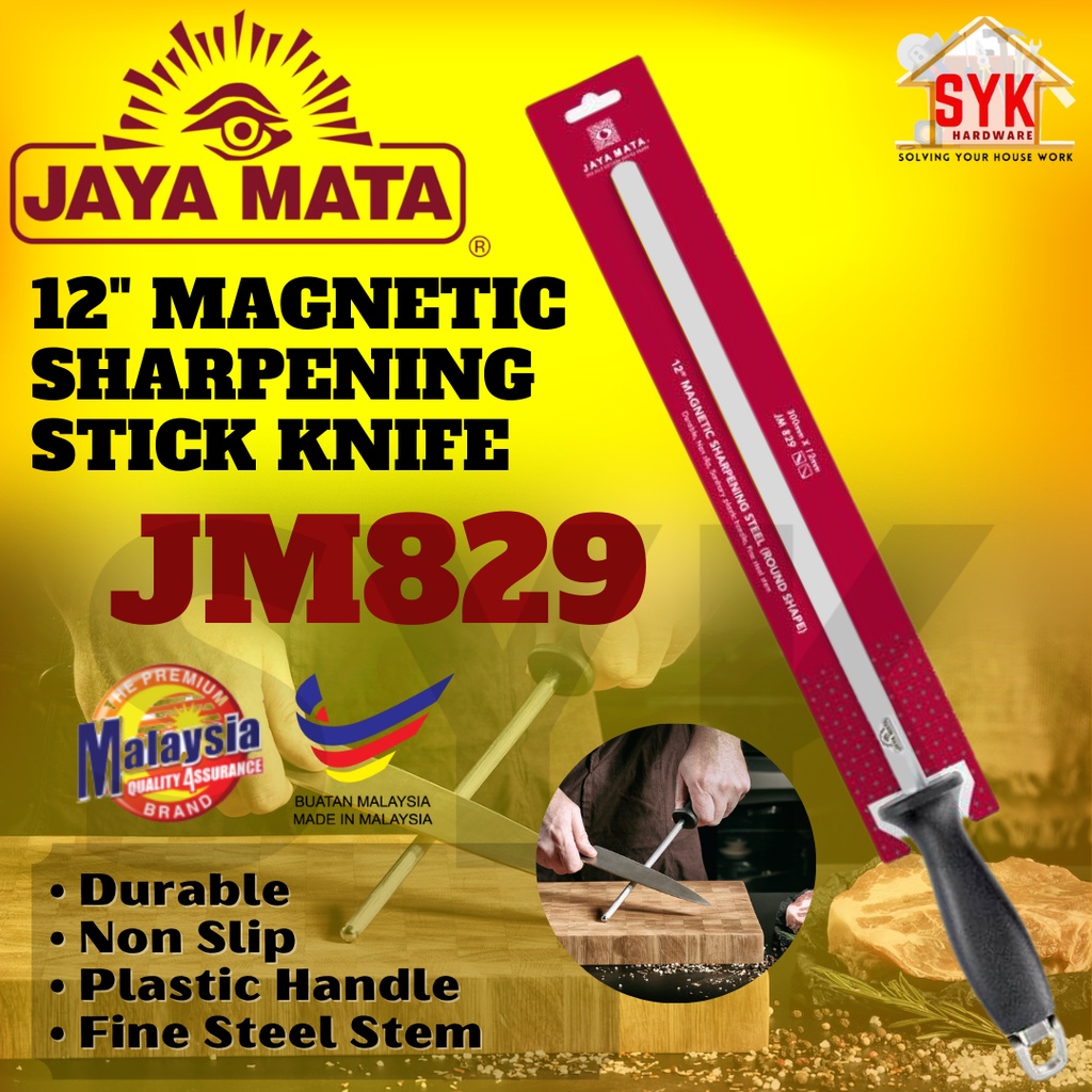 SYK Jaya Mata JM829 12" 1Pcs Magnetic Sharpening Steel Round Shape Horning rod Sharpening Stick Pengasah Pisau Batu Asah