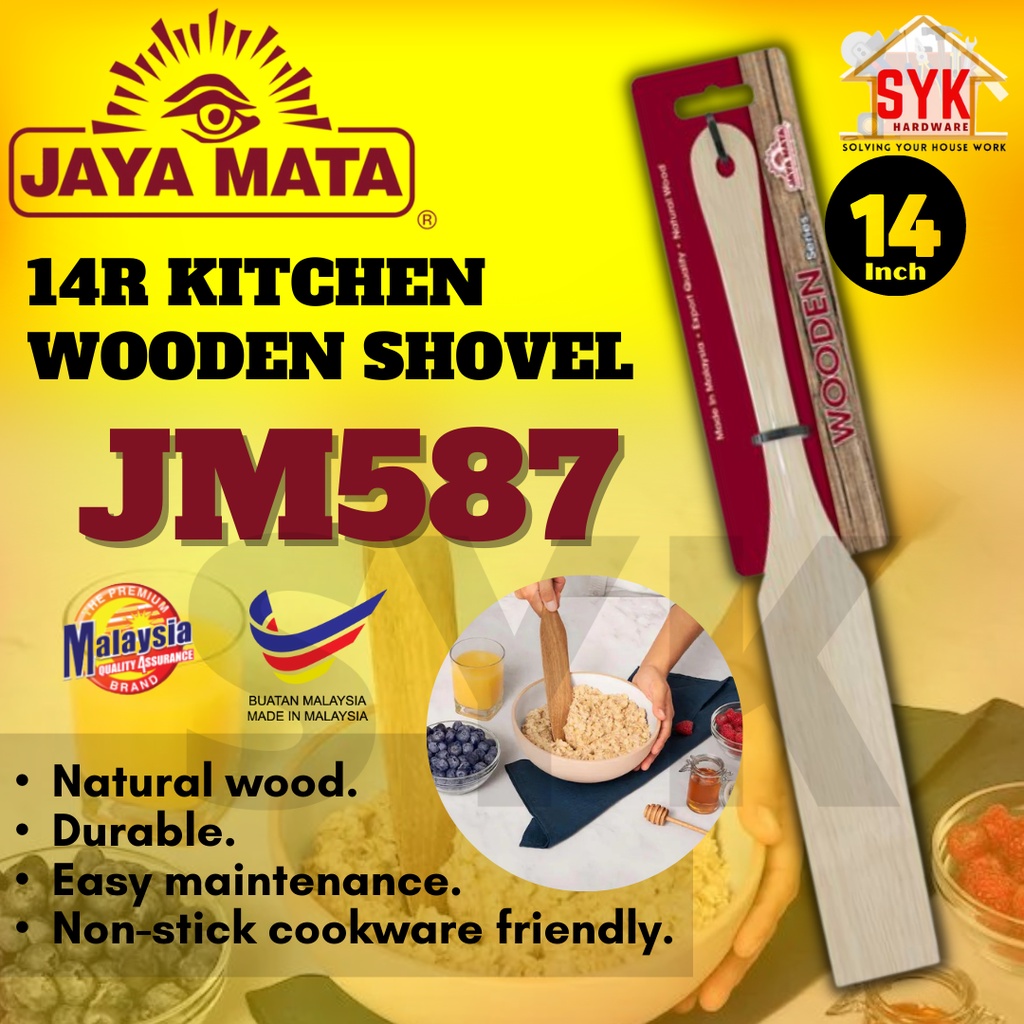 SYK Jaya Mata JM587 14Inch 1Pcs 14R Wooden Series Kitchen Shovel Medium Spurtle Multipurpose Kitchen Utensil Tools