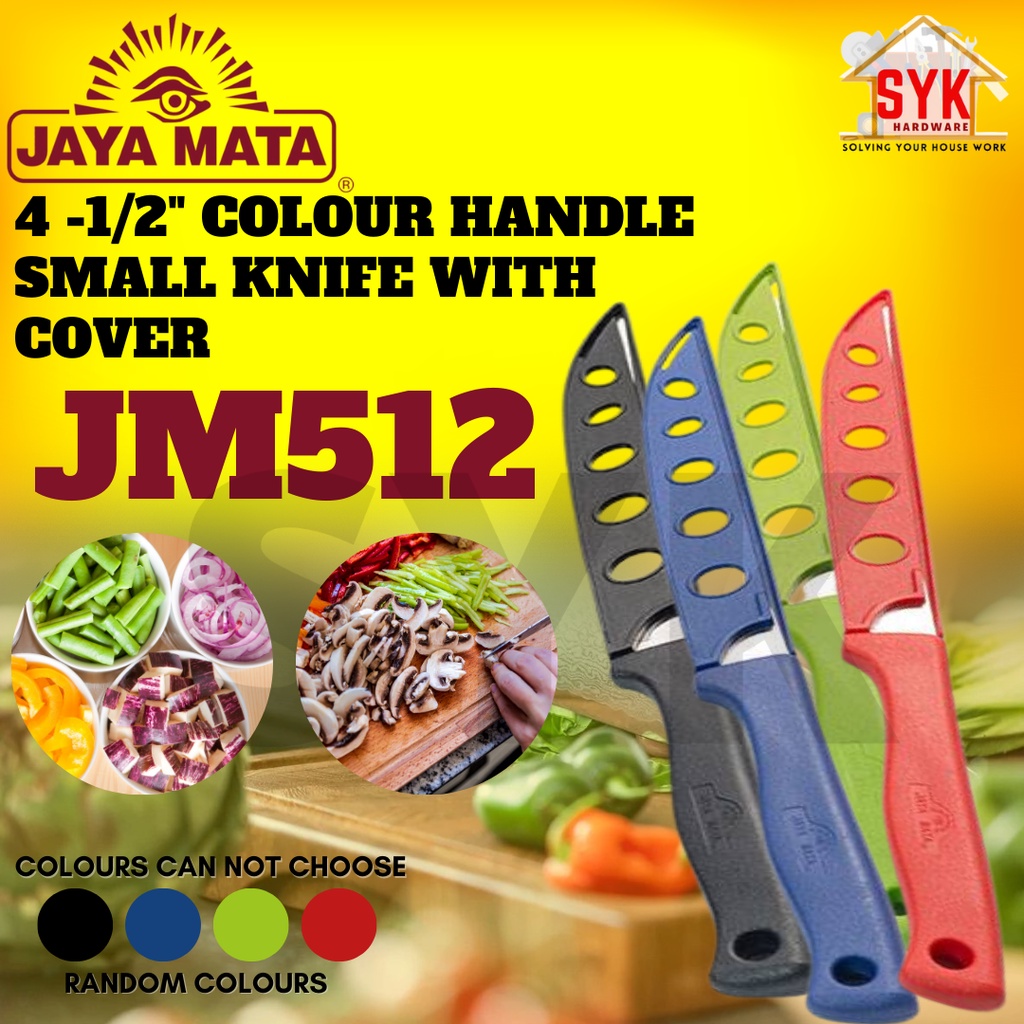 SYK Jaya Mata JM512 Colour Handle Small Knife With Cover Kitchen Cover Knife Cutting Slicing  Modern Knife Pisau Dapur