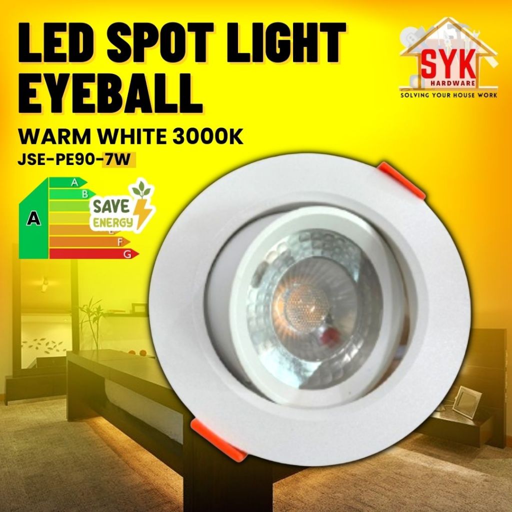 SYK Downlight 7W Eyeball Light Down Light Led Spot Light Ceiling Light Lampu Downlight Led Siling Syiling Bulat Eyeball