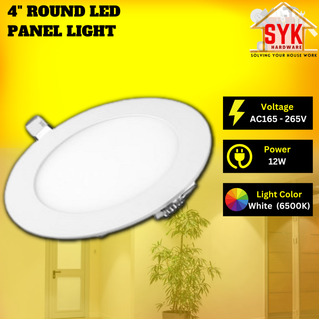 SYK LED 4 Inch Panel Light White Round Downlight Lighting Home Decoration Round Ceiling Lights 12Watt