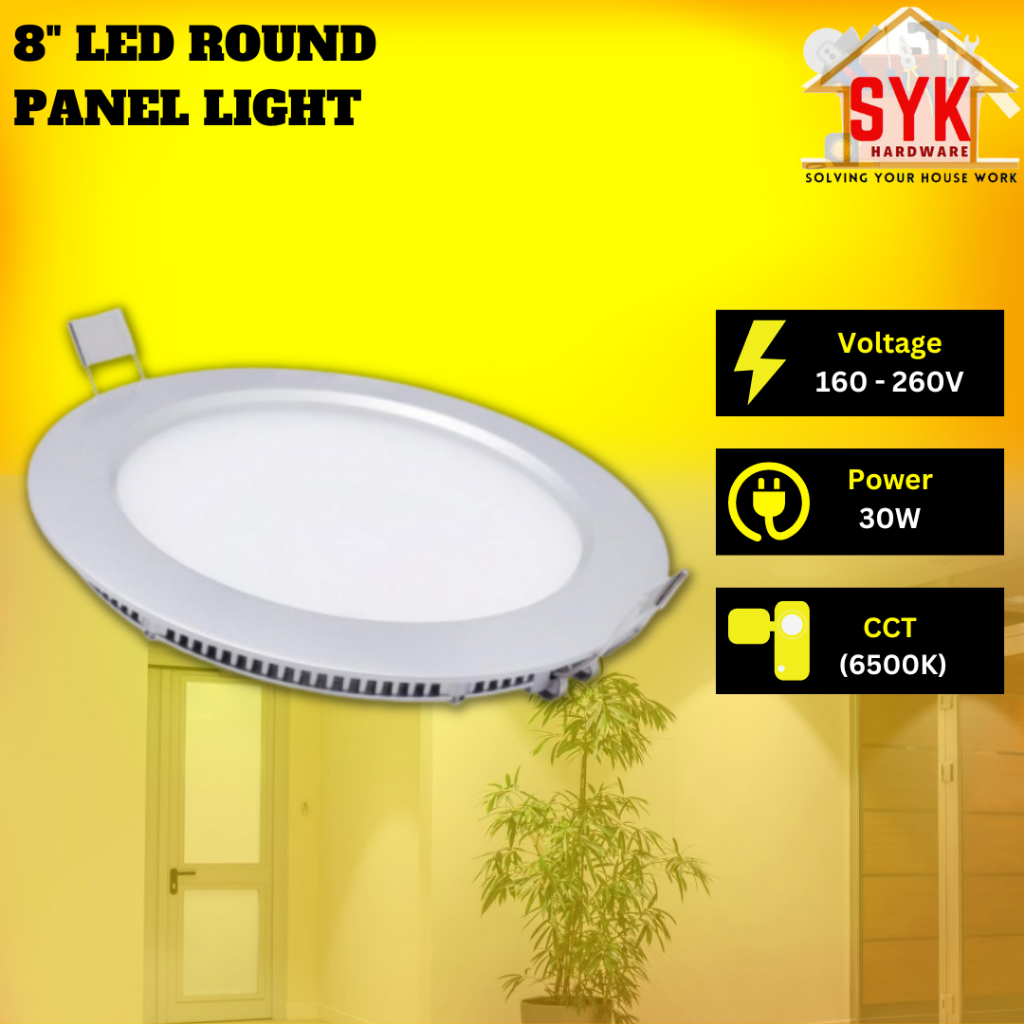 SYK LED 8 Inch Panel Light Round Downlight Lighting Home Decoration Ceiling Lights Lampu Siling 30Watt