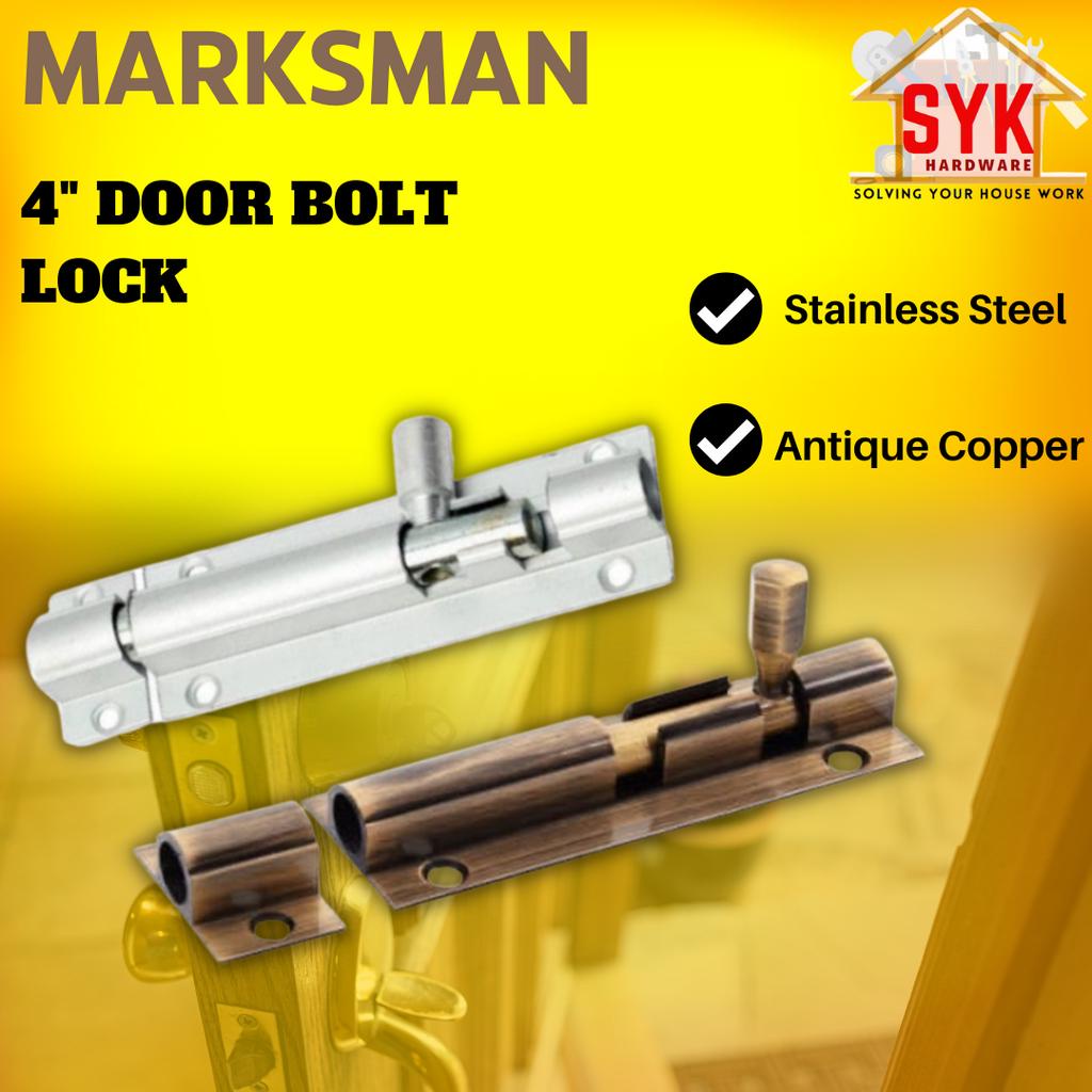 SYK Marksman 4 Inch Door Bolt Lock Stainless Steel Antique Copper Security Safety Door Lock Selak Pintu