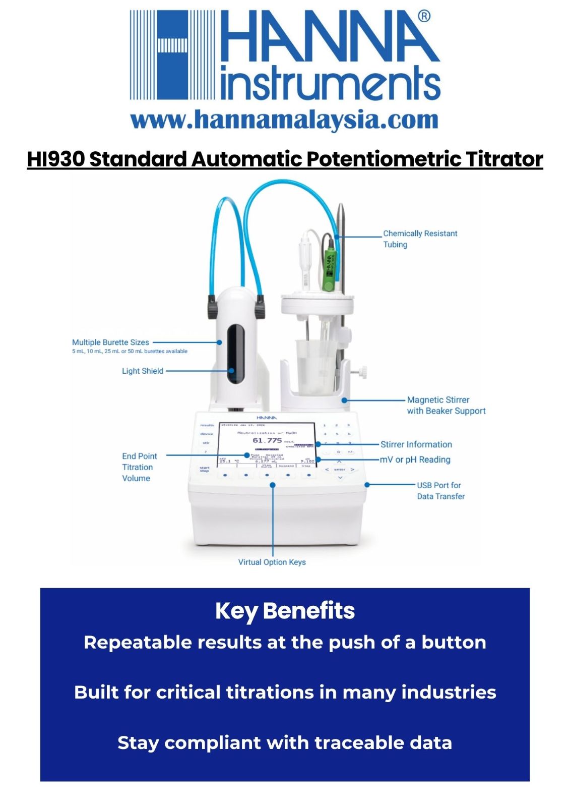 ALL-NEW HI 930 Standard Automatic Potentiometric Titrator