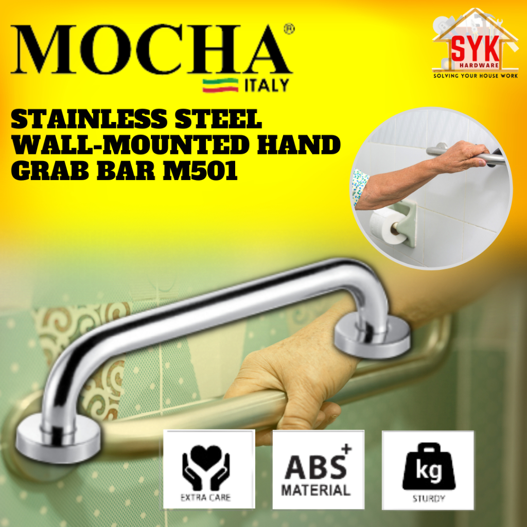 SYK MOCHA M501 300mm 1Pcs  Stainless Steel Toilet Wall Mounted Hand Grab Bathroom Safety Bar Besi Pemegang Tandas
