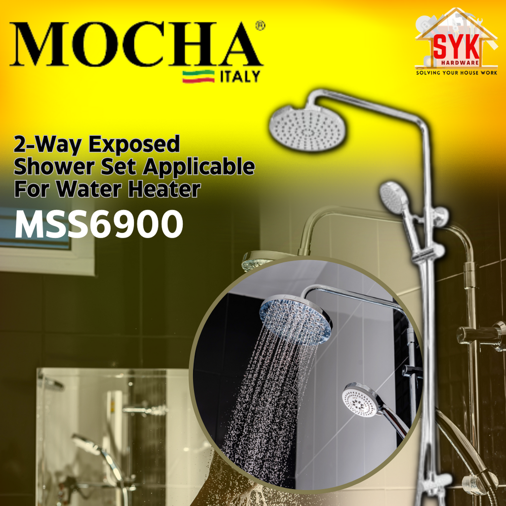 SYK Mocha MSS6900 2 Way Exposed Showerhead Hand Shower Set Applicable For Water Heater Stainless Steel Bathroom Shower