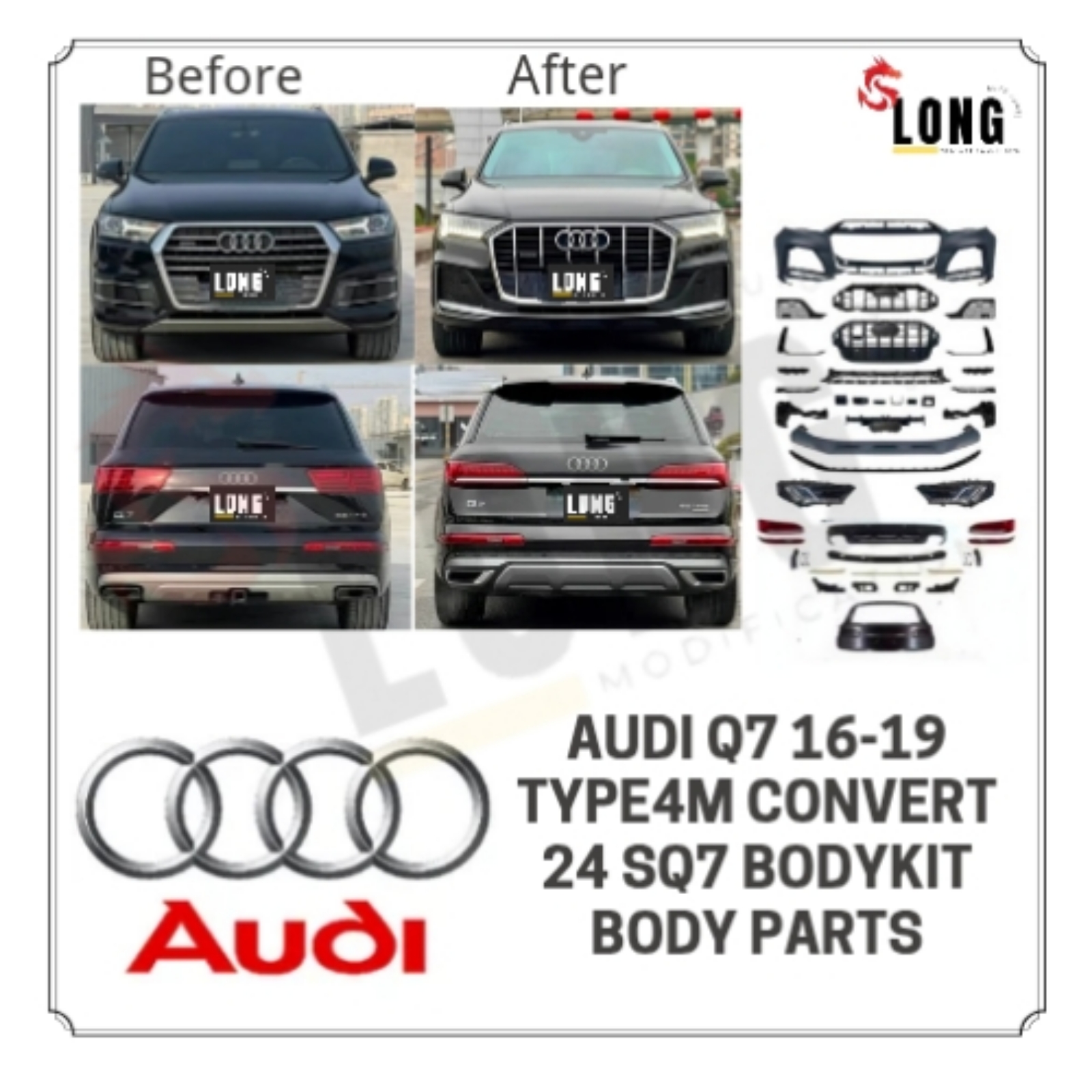 AUDI q7 16-19 type4m convert 24 sq7 bodykit body parts
