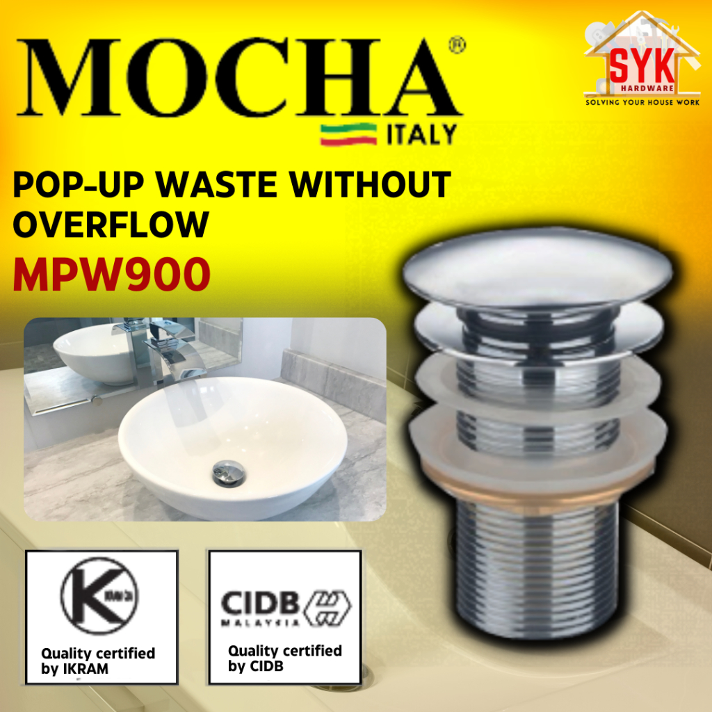 SYK Mocha MPW900 1Pcs Stainless Steel Pop Up Waste Without Overflow Sink Basin Waste Bathroom Accessories