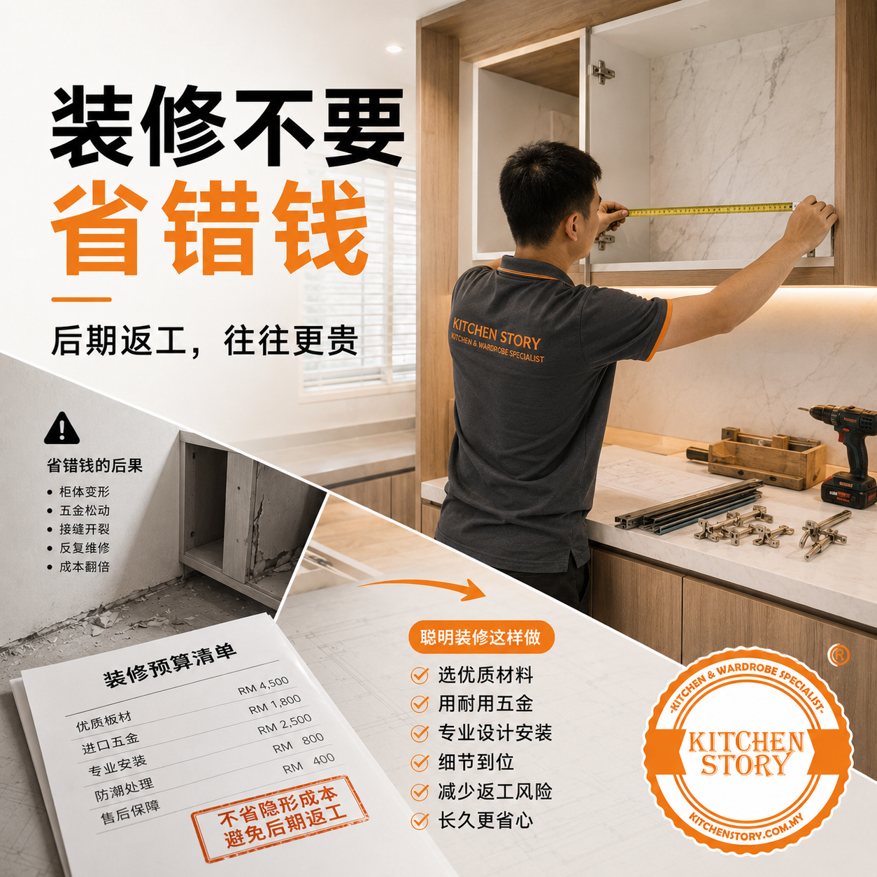 装修不要省错钱，后期返工往往比一开始做好更贵