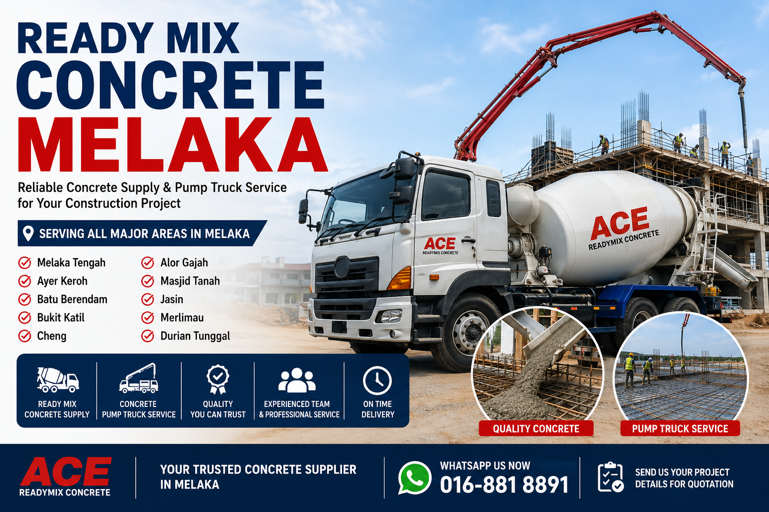 Ready Mix Concrete Supply & Delivery in Melaka