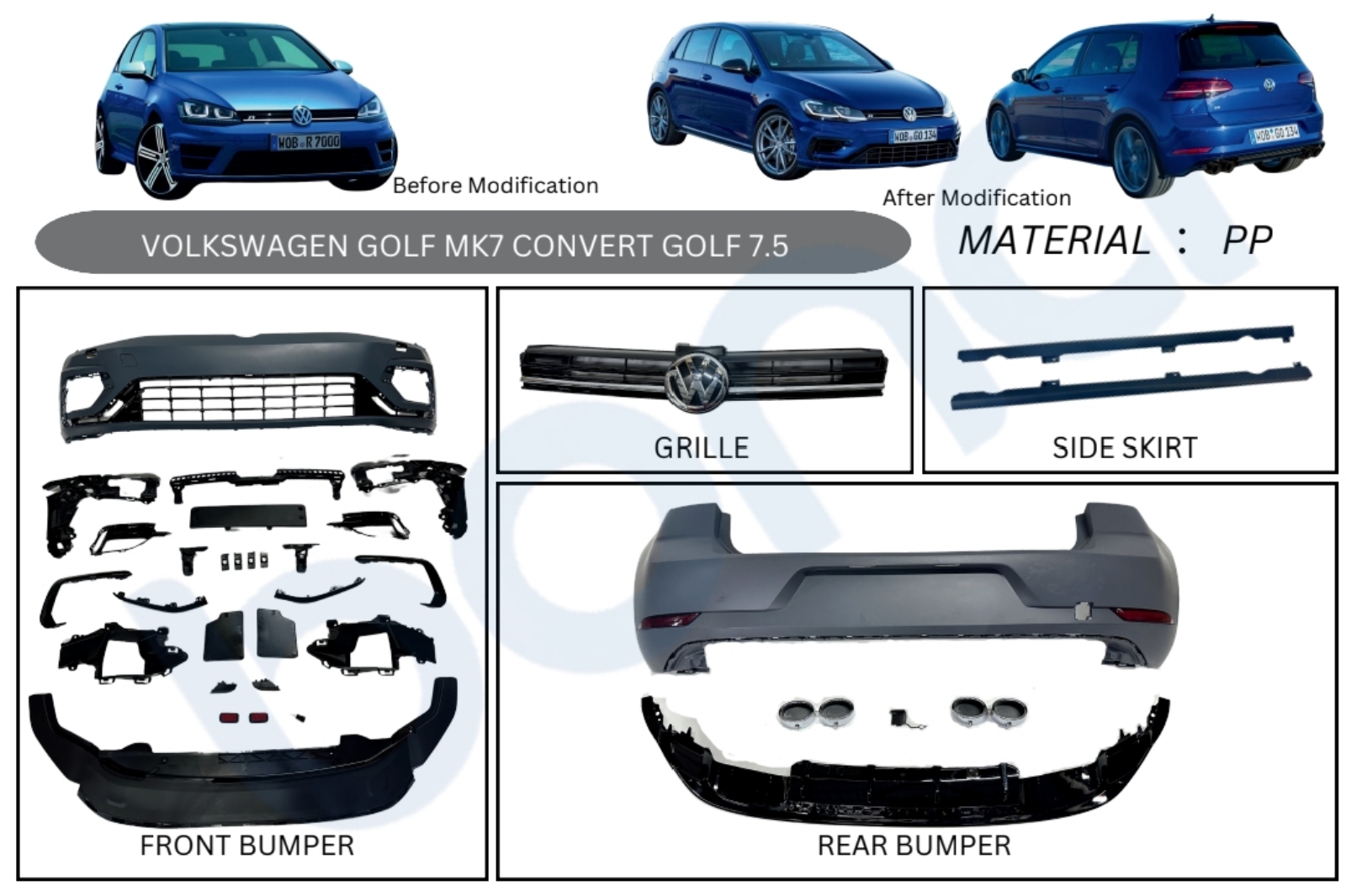 Volkswagen golf MK7 conversion MK7.5 bodykit
