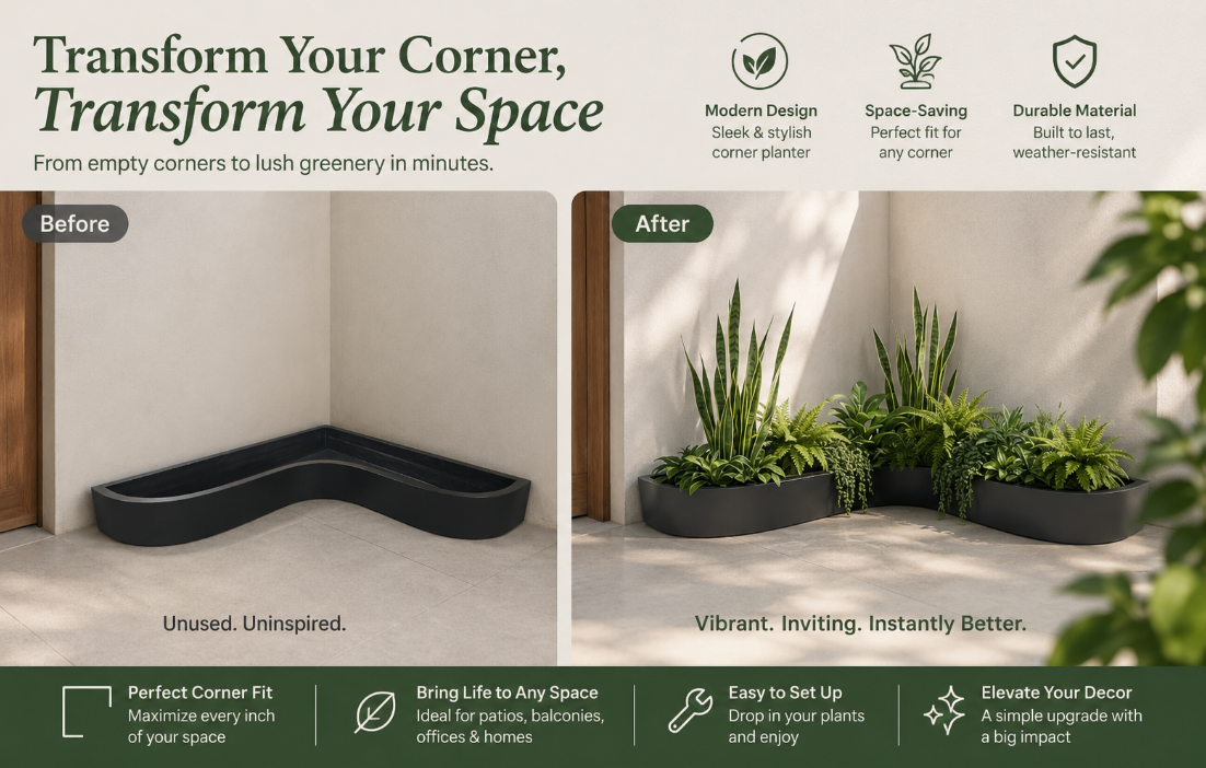 Curved Fiberglass Planters: Transform Bare Structures into Lush, Inviting Spaces 马来西亚定制玻璃钢花箱  Penanam Gentian Kaca Tersuai