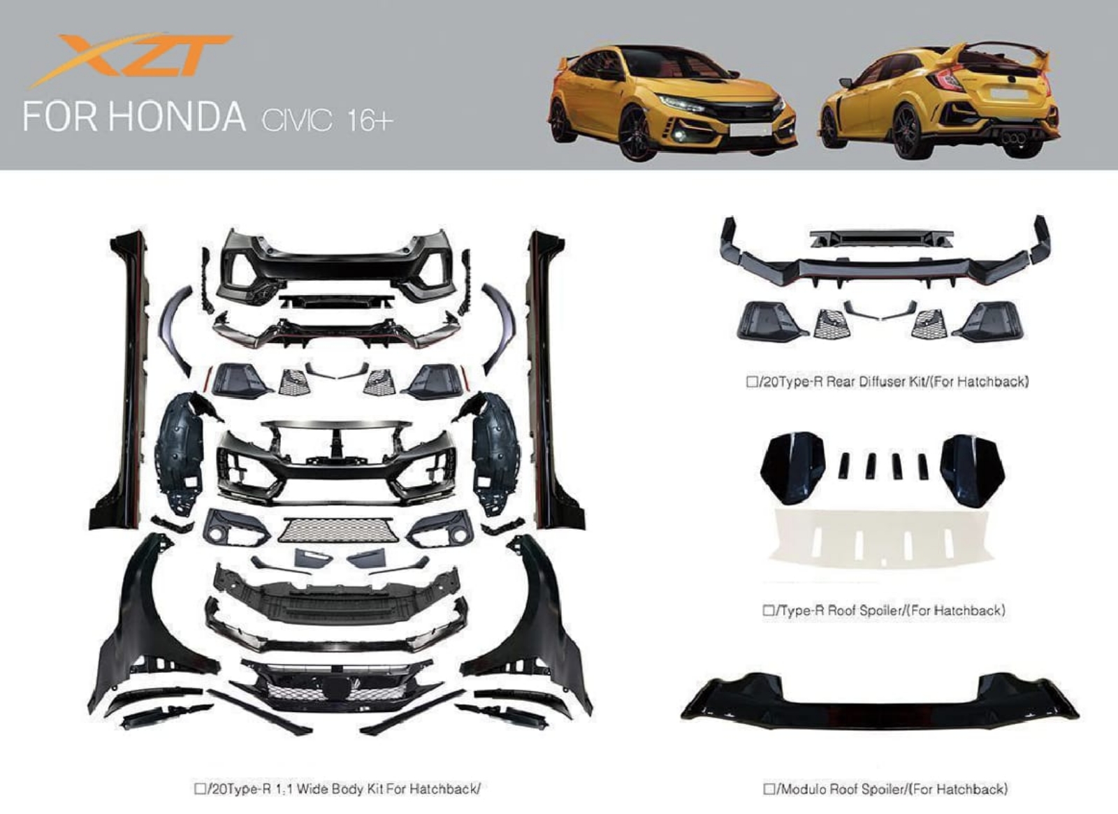Honda civic fc hatchback wide body type r bodykit
