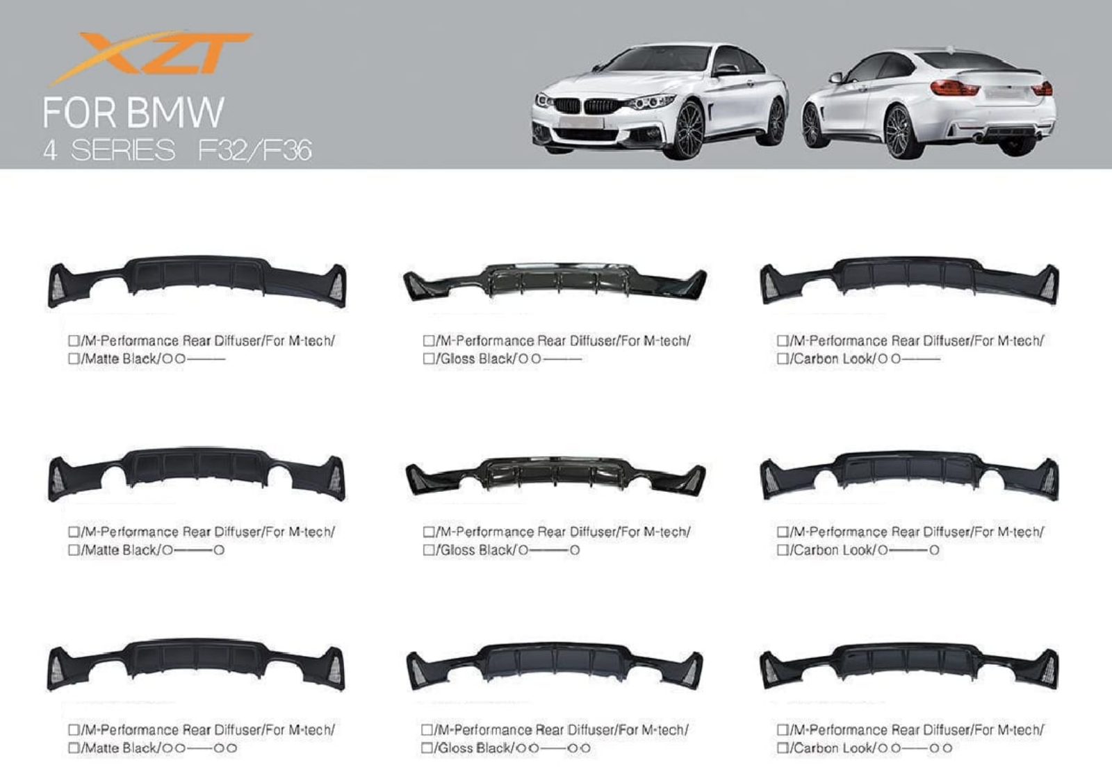 BMW 4 SERIES F32/F36 REAR DIFFUSER BODYKIT