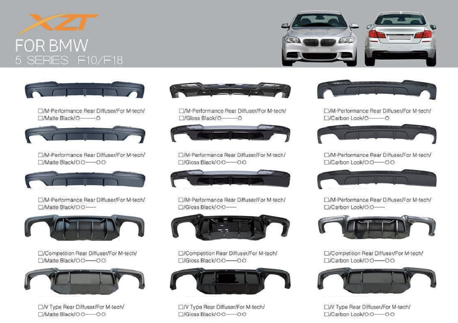 BMW 5 SERIES F10/F18 REAR DIFFUSER BODYKIT