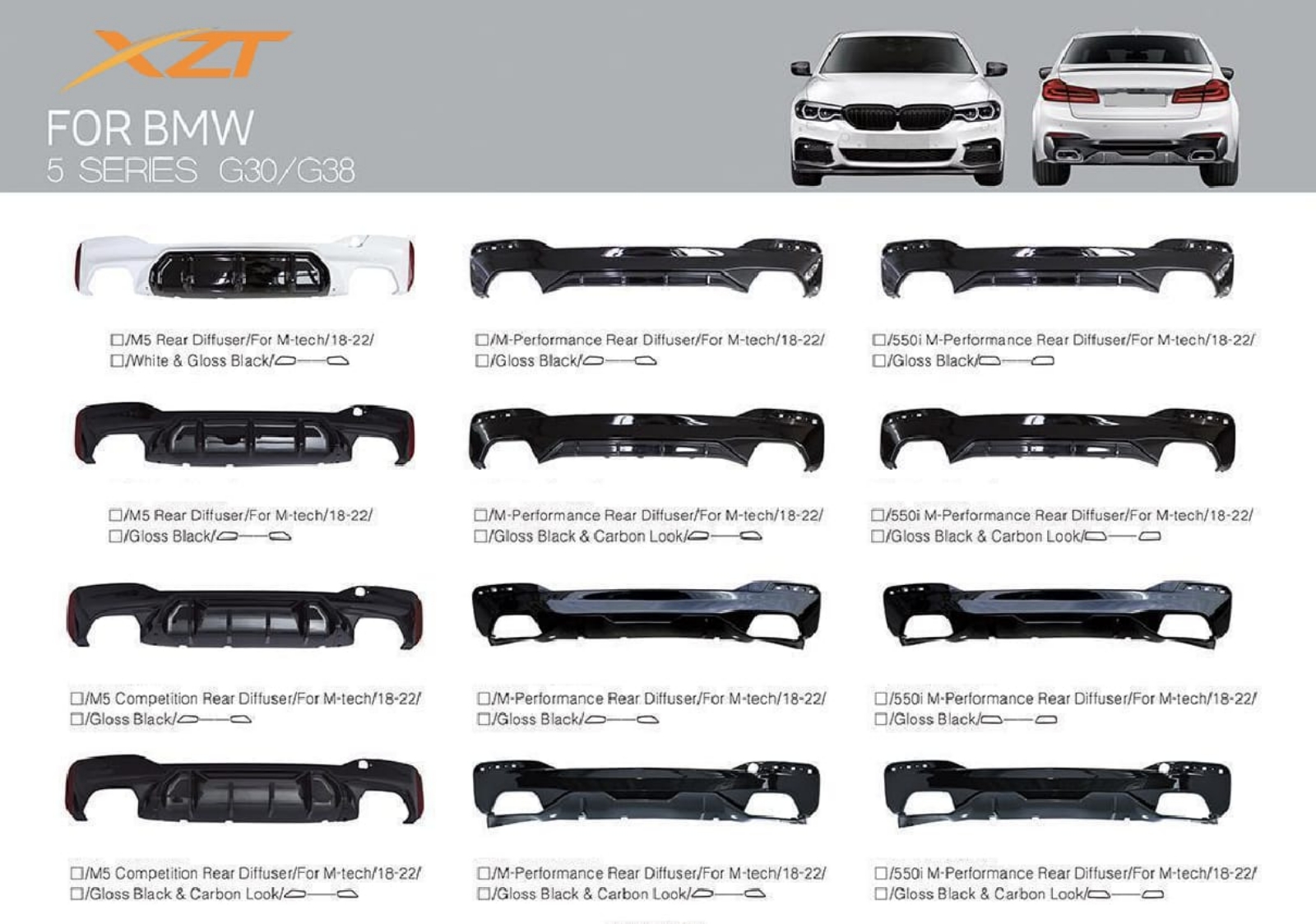 BMW 5 SERIES G30/G38 REAR DIFFUSER BODYKIT