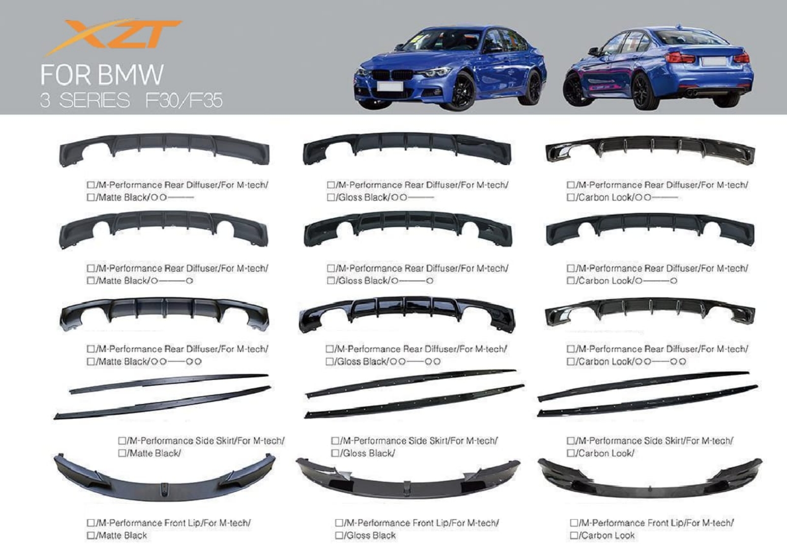 BMW 3 SERIES F30/F35 LIP & DIFFUSER & SIDE SKIRT BODYKIT