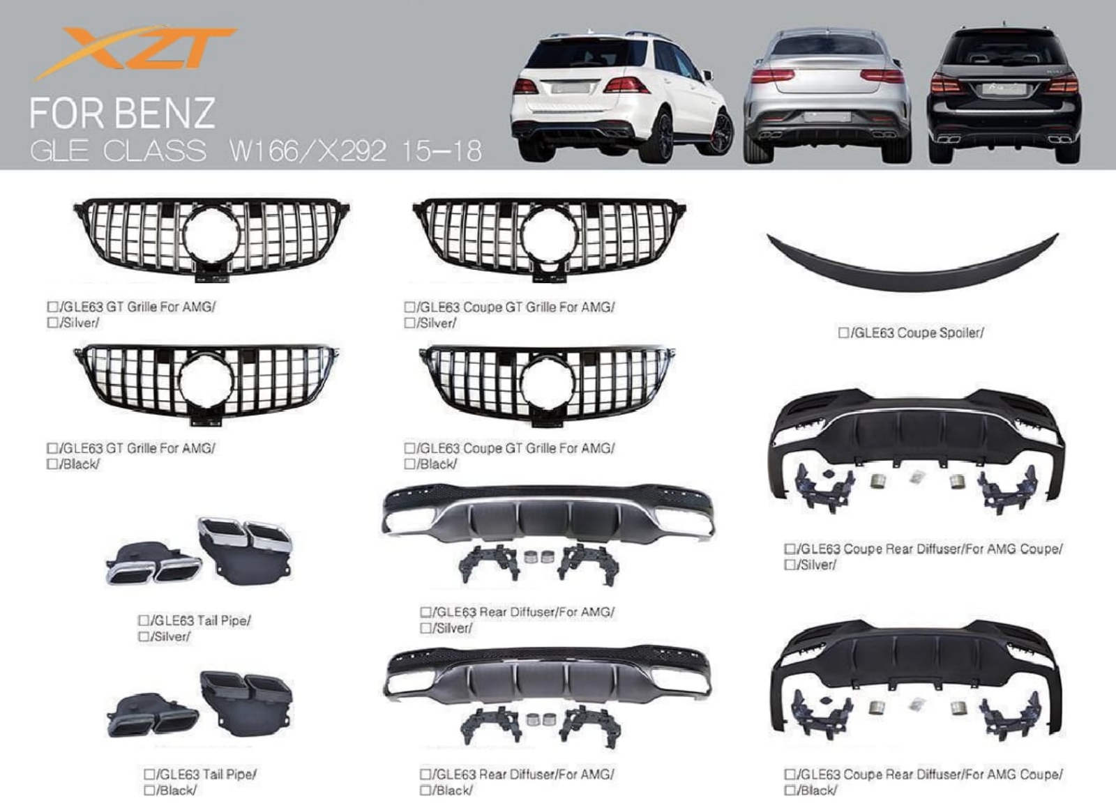 BENZ GLE CLASS W166/X292 15-18 BODYKIT