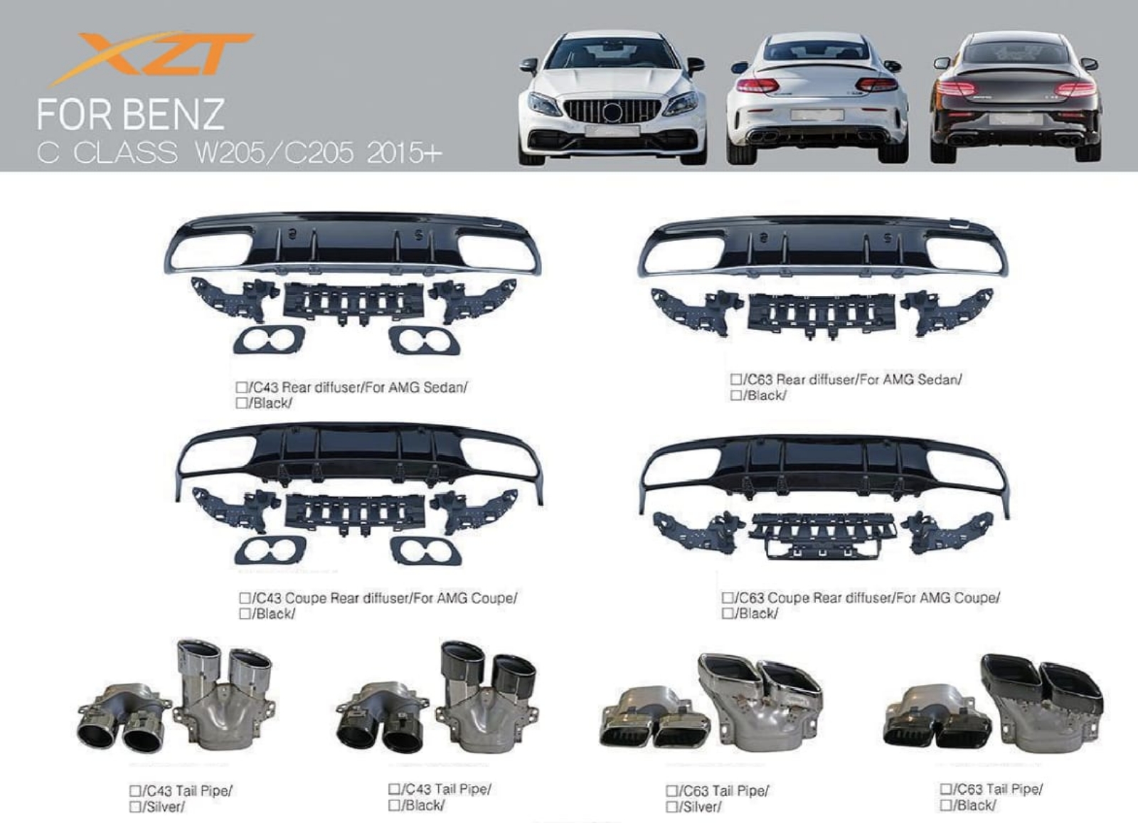 BENZ C CLASS W205/C205 15+ BODYKIT