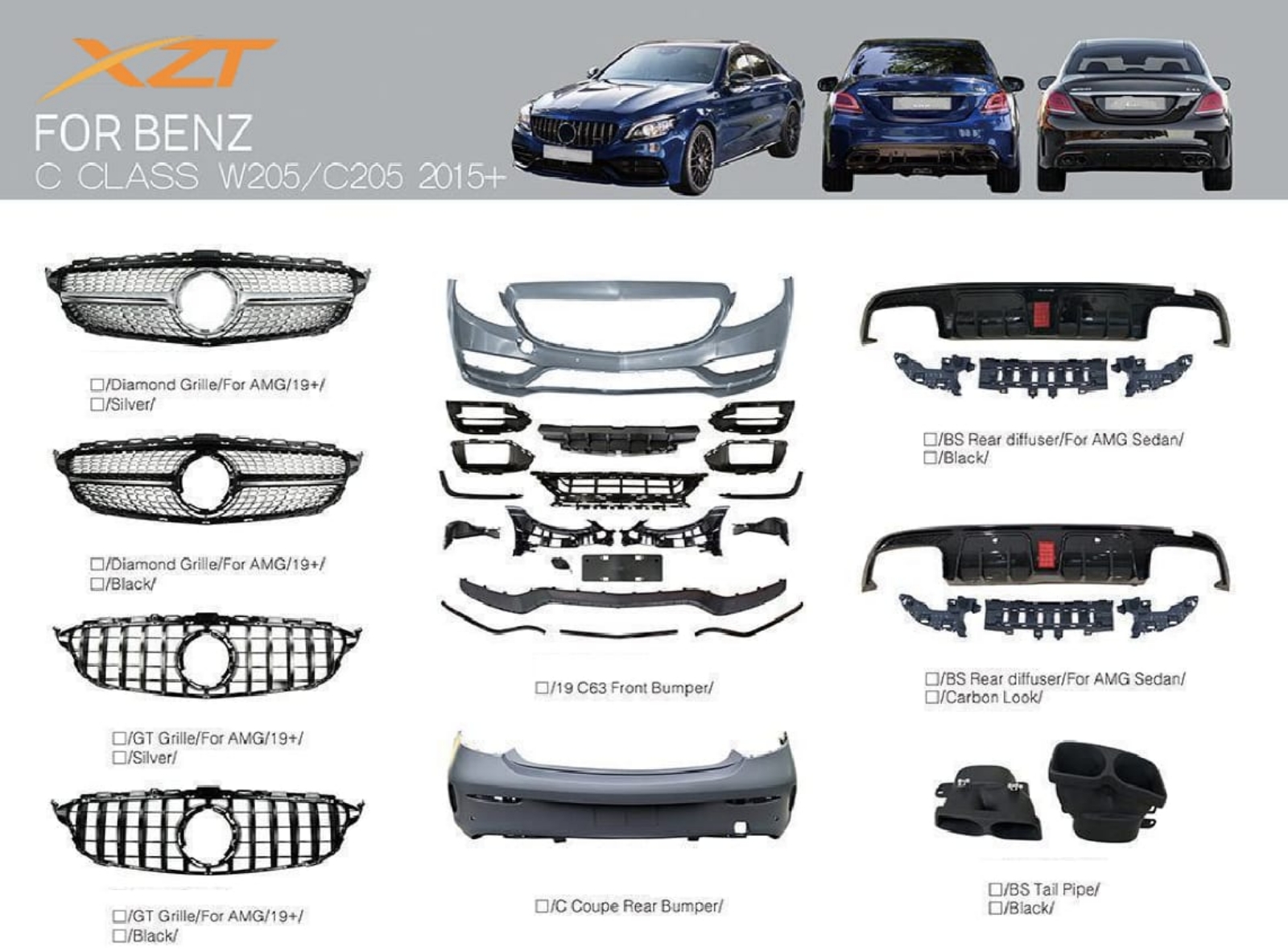 BENZ C CLASS W205&C205 2015+ BODYKIT