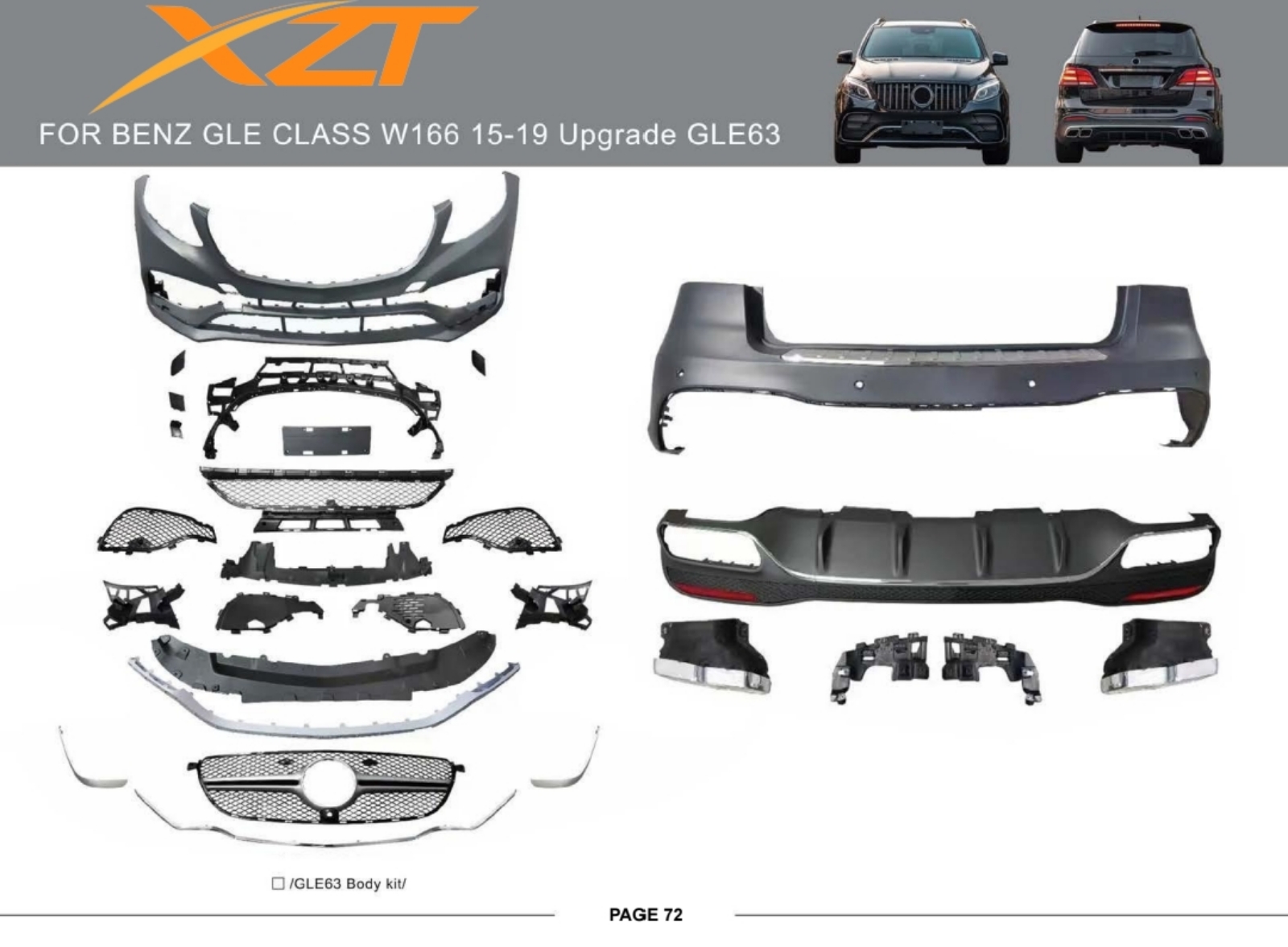 BENZ GLE CLASS W166 15-19 UPGRADE GLE63 BODYKIT