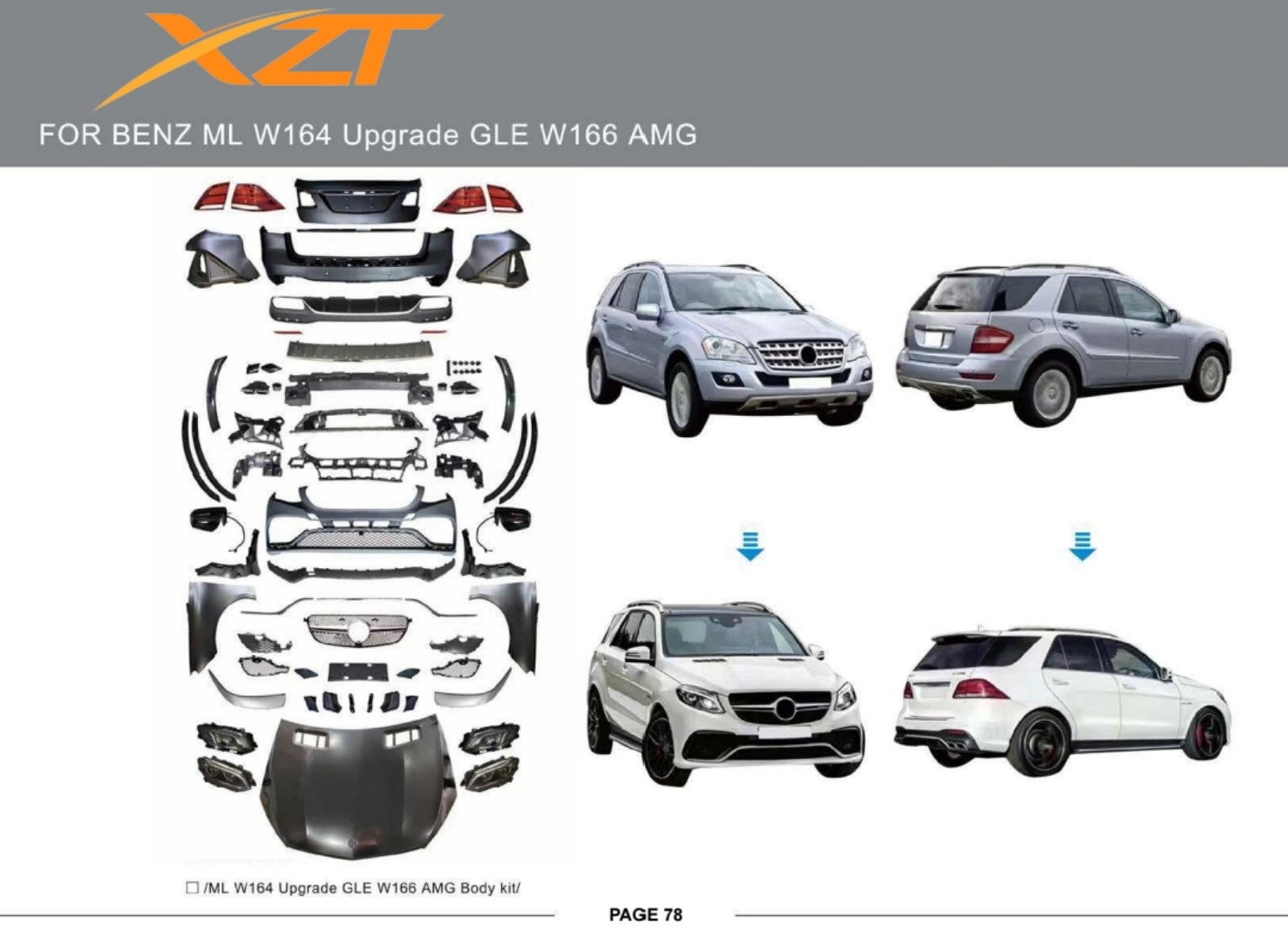 BENZ ML W164 UPGRADE GLE W166 AMG BODYKIT