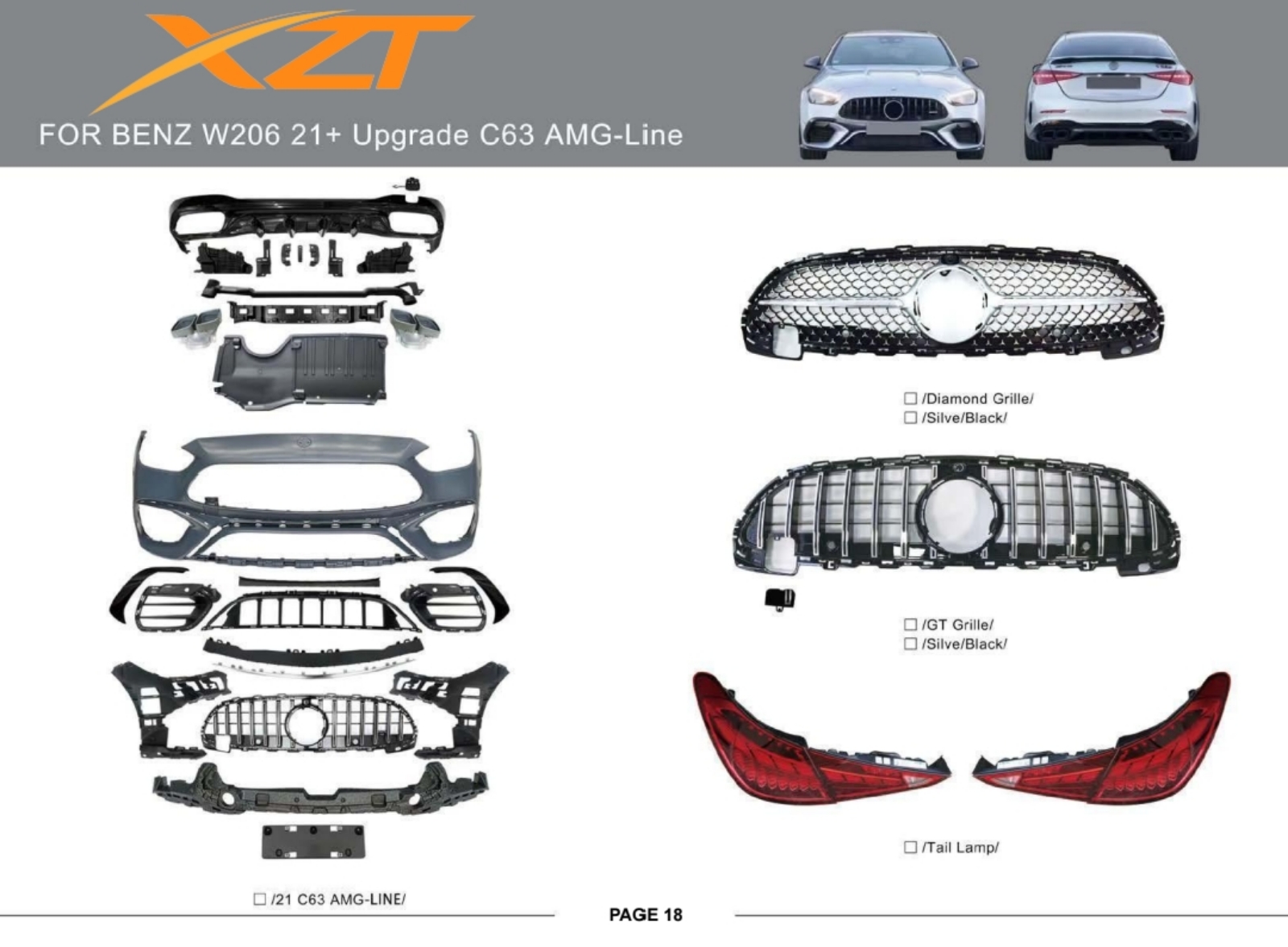 BENZ W206 21+ UPGARDE TO C63 AMG-LINE BODYKIT