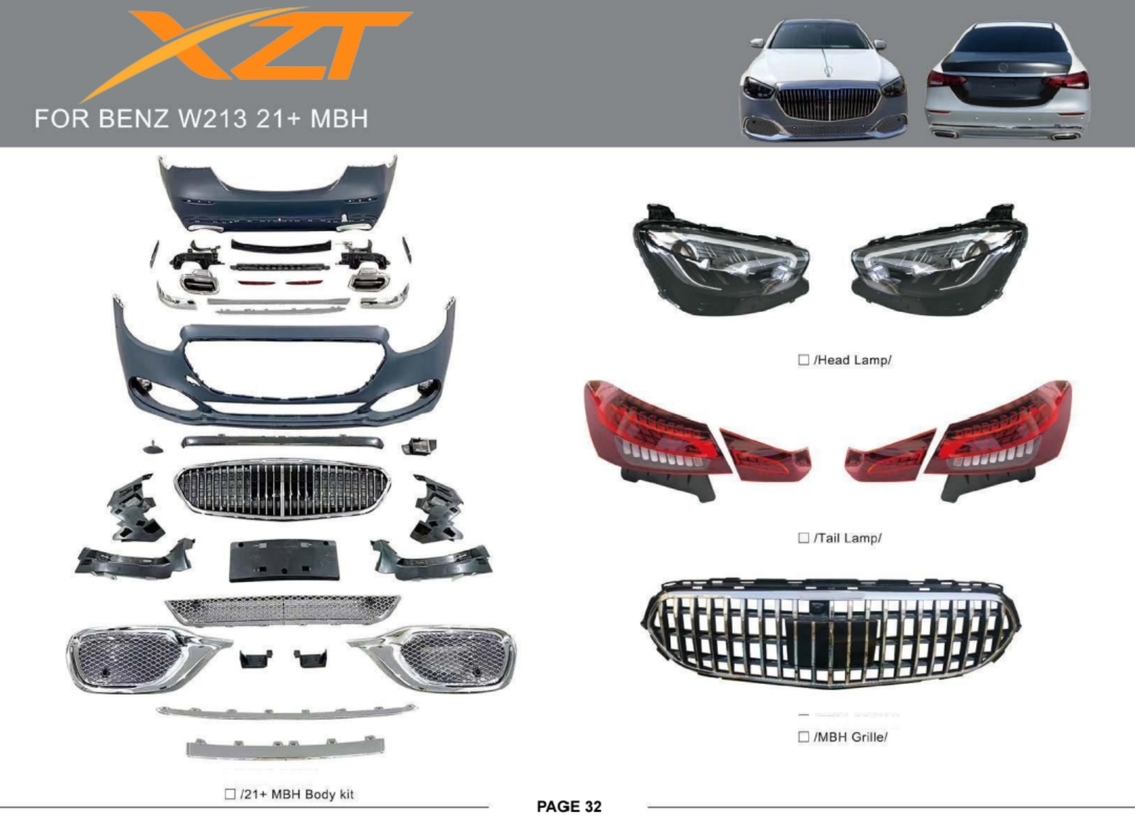BENZ W213 21+ UPGARDE TO MBH BODYKIT