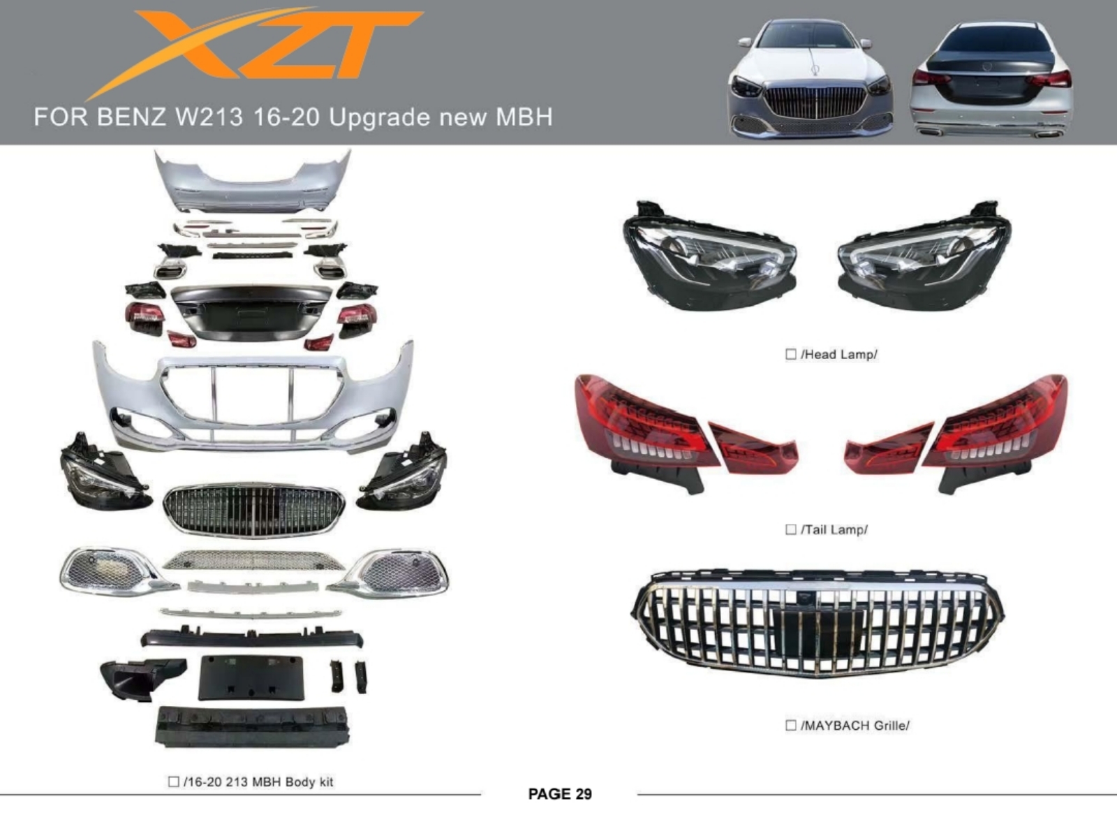 BENZ W213 16-20 UPGRADE TO NEW MBH BODYKIT