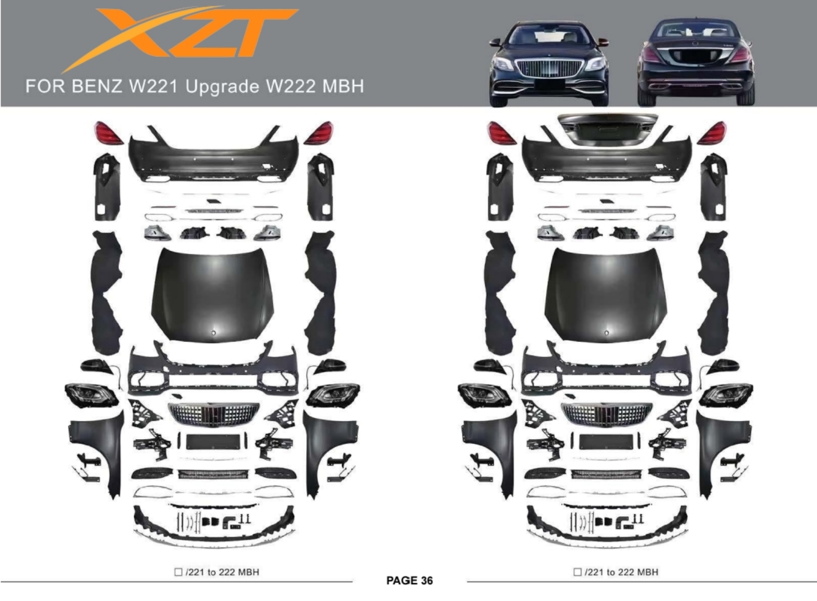 BENZ W221 UPGRADE TO W222 MBH BODYKIT