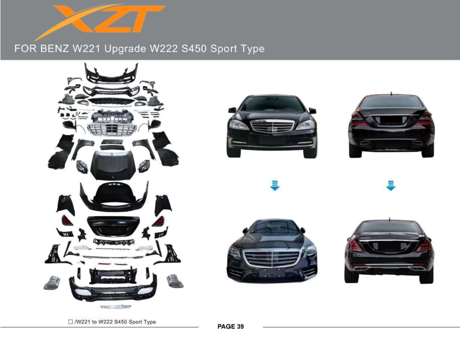 BENZ W221 UPGRADE W222 S450 SPORT TYPE BODYKIT