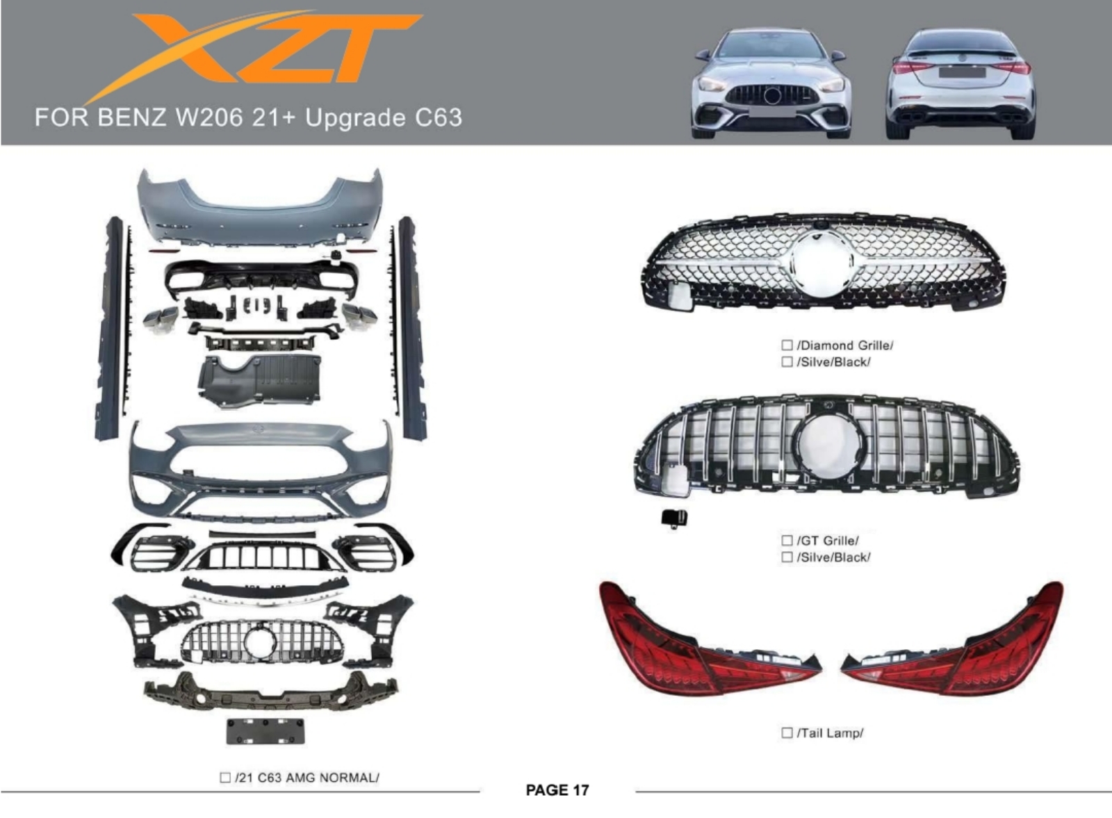 BENZ W206 21+ UPGRADE C63 BODYKIT