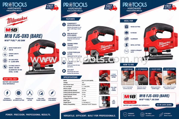 Milwaukee M18 FJS-0X0 CORDLESS TOOLS POWER TOOLS Johor Bahru (JB), Malaysia, Senai Supplier, Suppliers, Supply, Supplies | Protools Hardware Sdn Bhd