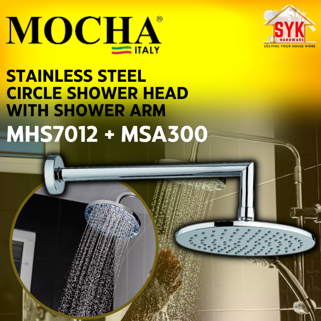 SYK Mocha MHS7012 MSA300 Stainless Steel Bathroom Toilet Showerhead Wall Mounted Shower Arm Circle Shower Head