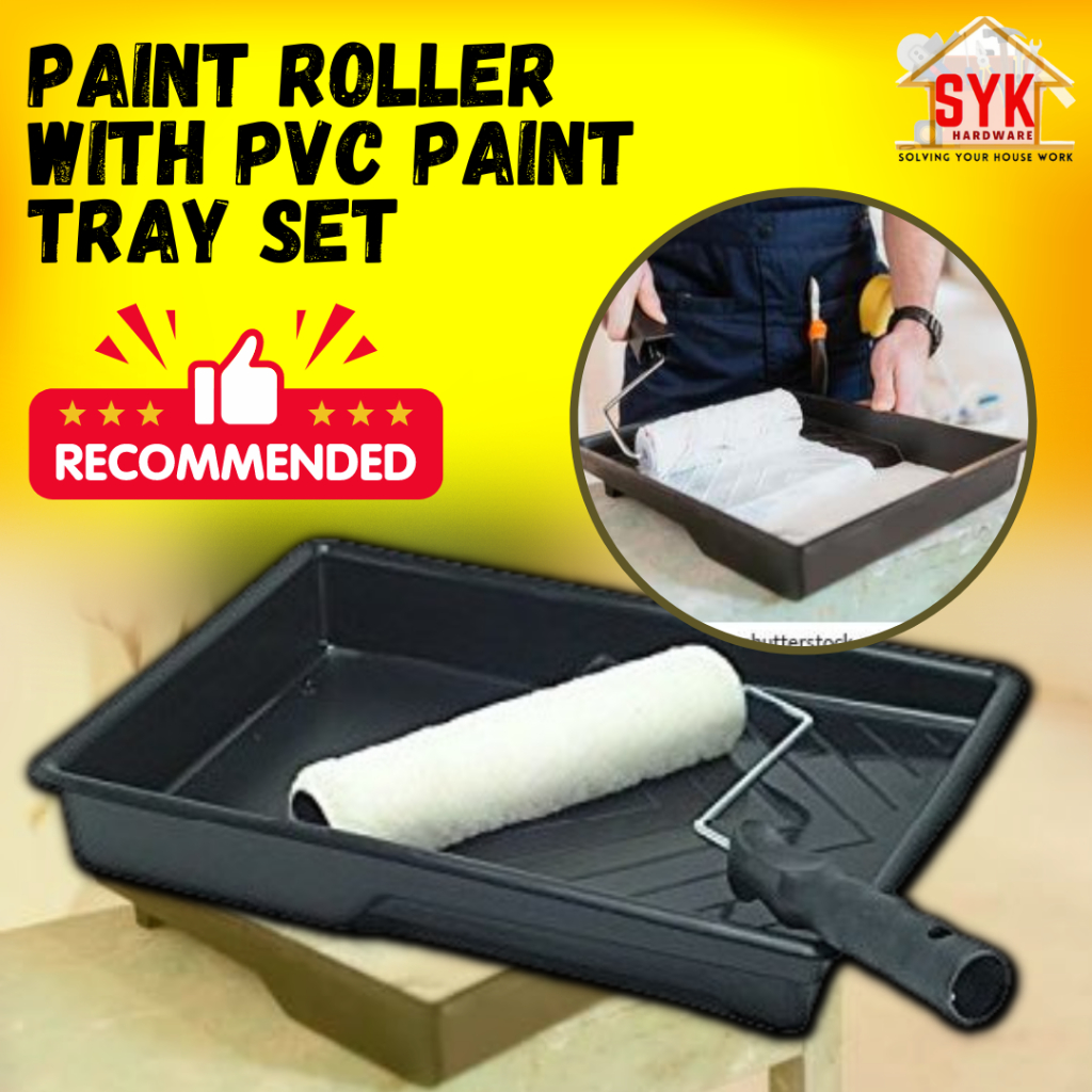 SYK Paint Roller With PVC Paint Tray Painting Tools Set Tray Berus Cat Roller Alat Berus Tray Cat Dinding Rumah Bilik