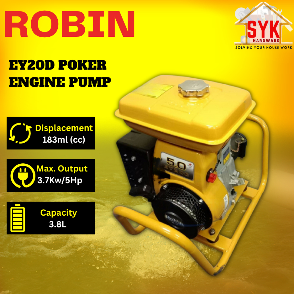 SYK Robin EY20D Poker Engine Pump 5Hp High Pressure Engine Water Pressure Pump Pam Air Enjin 3.8Liter